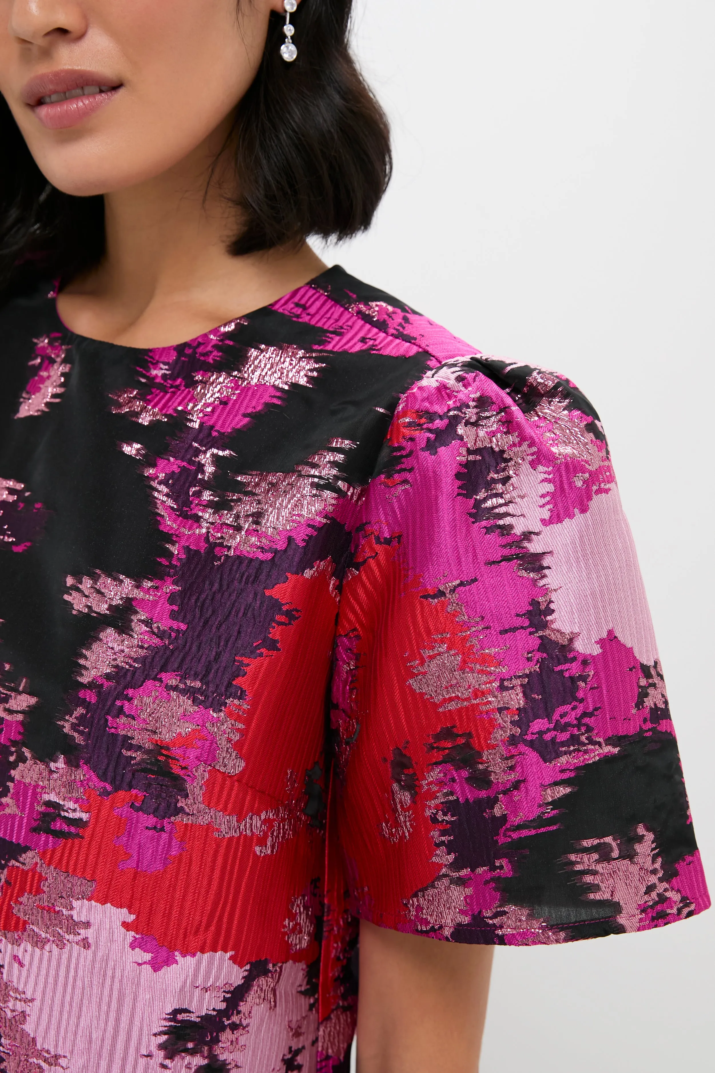 Pink and Red Lurex Abstract Jacquard Lyla Blouse sold by Tuckernuck product image thumbnail 5