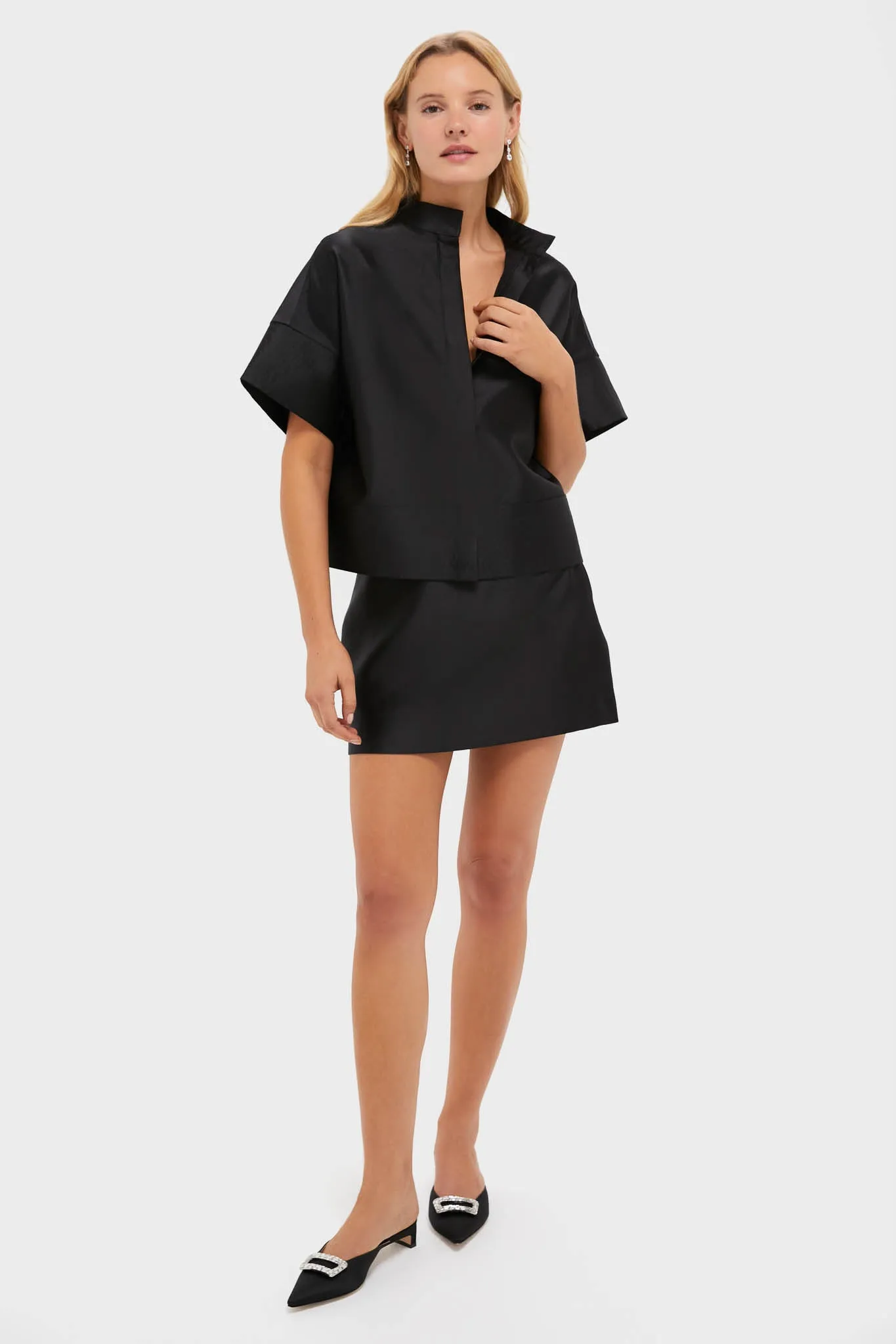 Black Dupioni Opal Straight Mini Skirt sold by Tuckernuck product image thumbnail 3