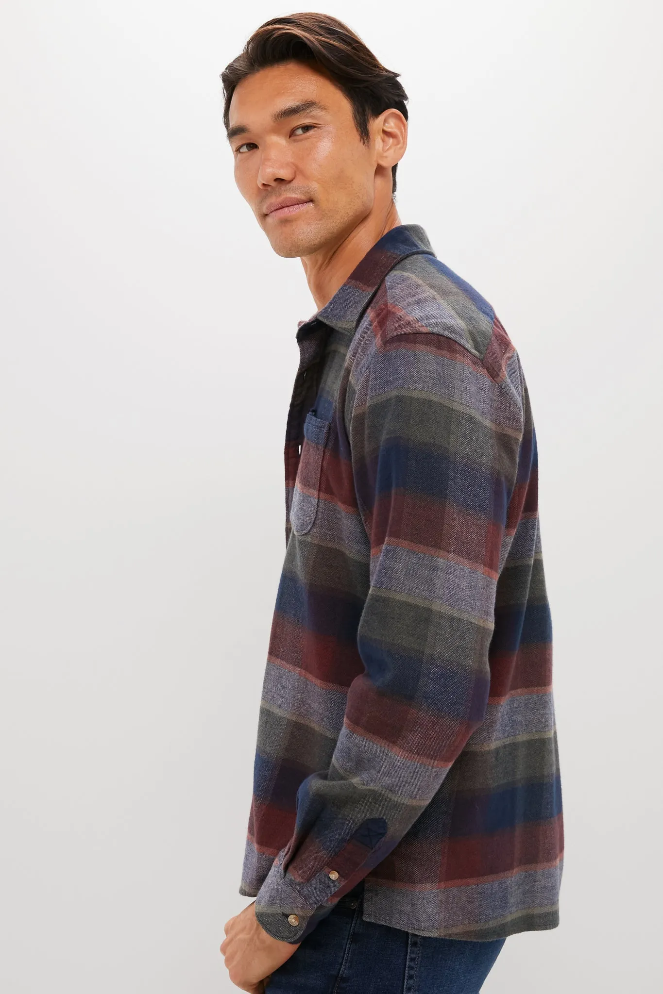Navy Copswell Relaxed Checked Shirt sold by Tuckernuck product image thumbnail 3