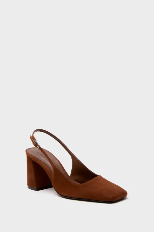 Pecan Brown Leia Block Sling Back Heels sold by Tuckernuck