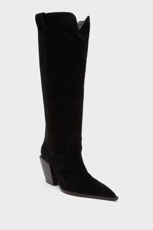 Black Suede Maine Up Boots made by SCHUTZ
