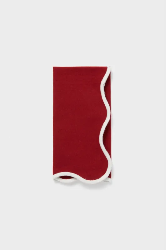 Cranberry and White Scalloped Napkins Set of 4 sold by Tuckernuck