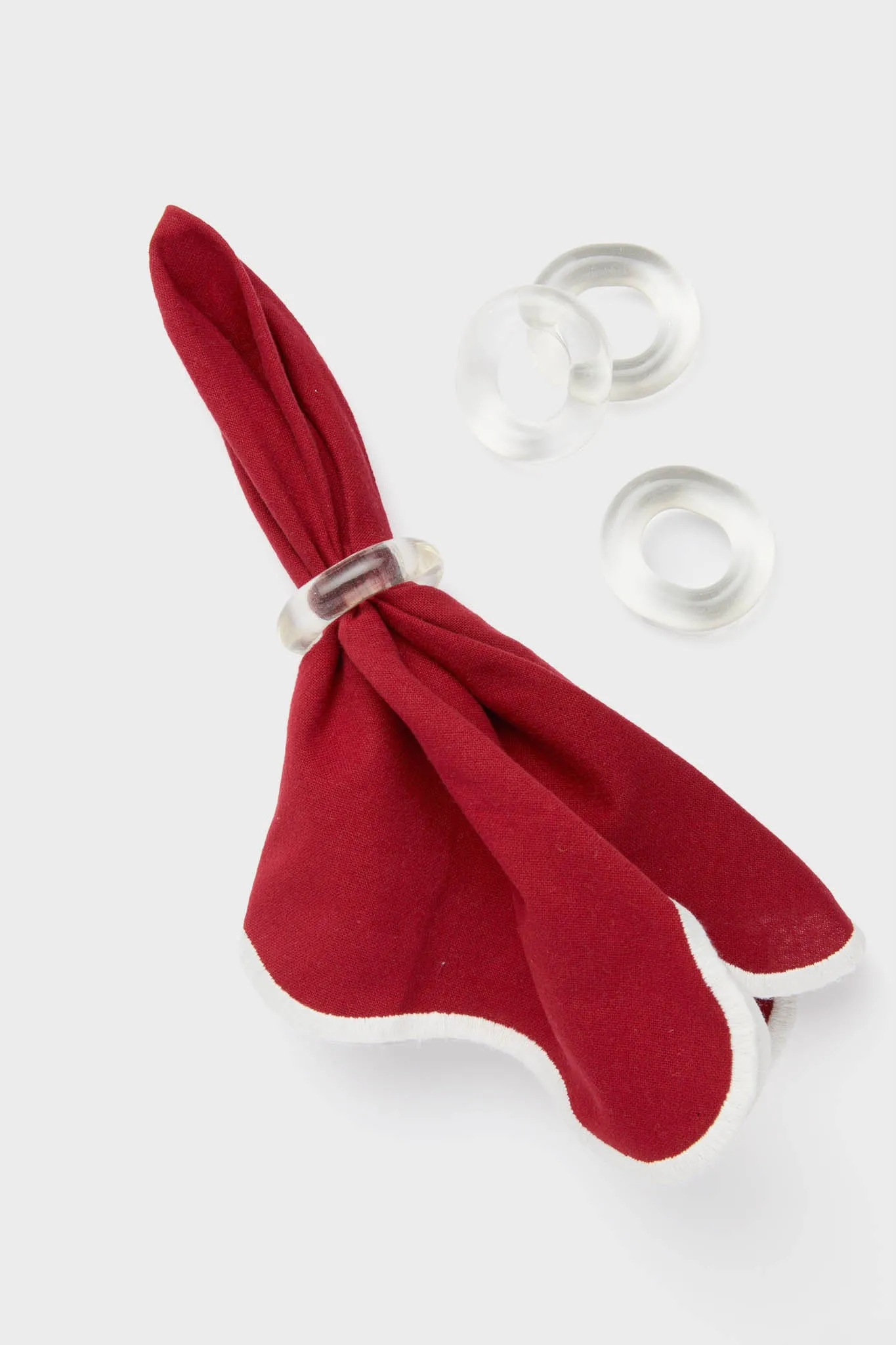 Cranberry and White Scalloped Napkins Set of 4 sold by Tuckernuck product image thumbnail 2