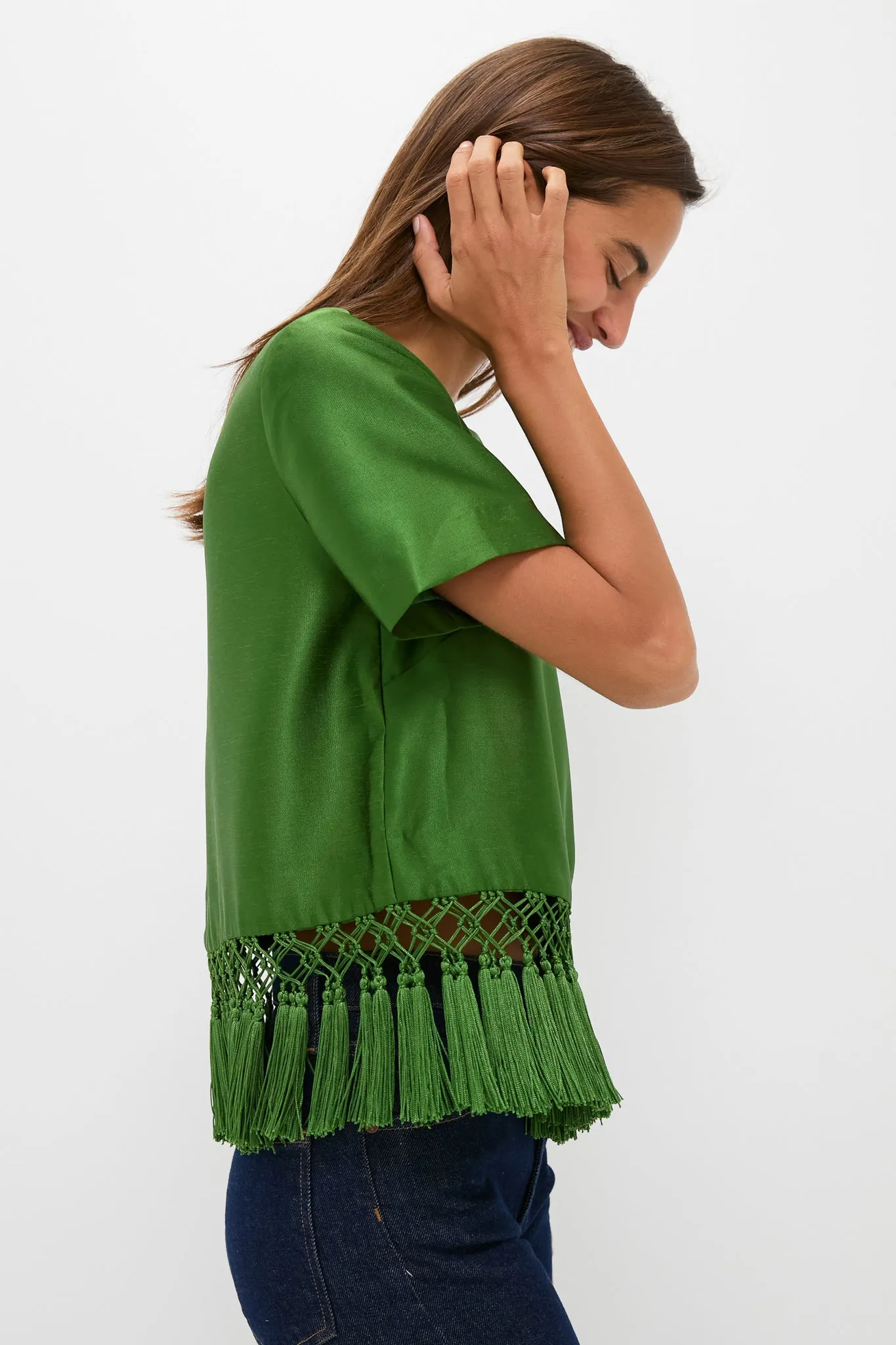 Green Dupioni Chadwick Tassel Top sold by Tuckernuck product image thumbnail 3