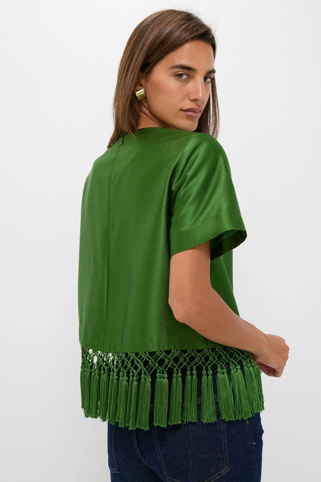 Green Dupioni Chadwick Tassel Top sold by Tuckernuck product image thumbnail 4