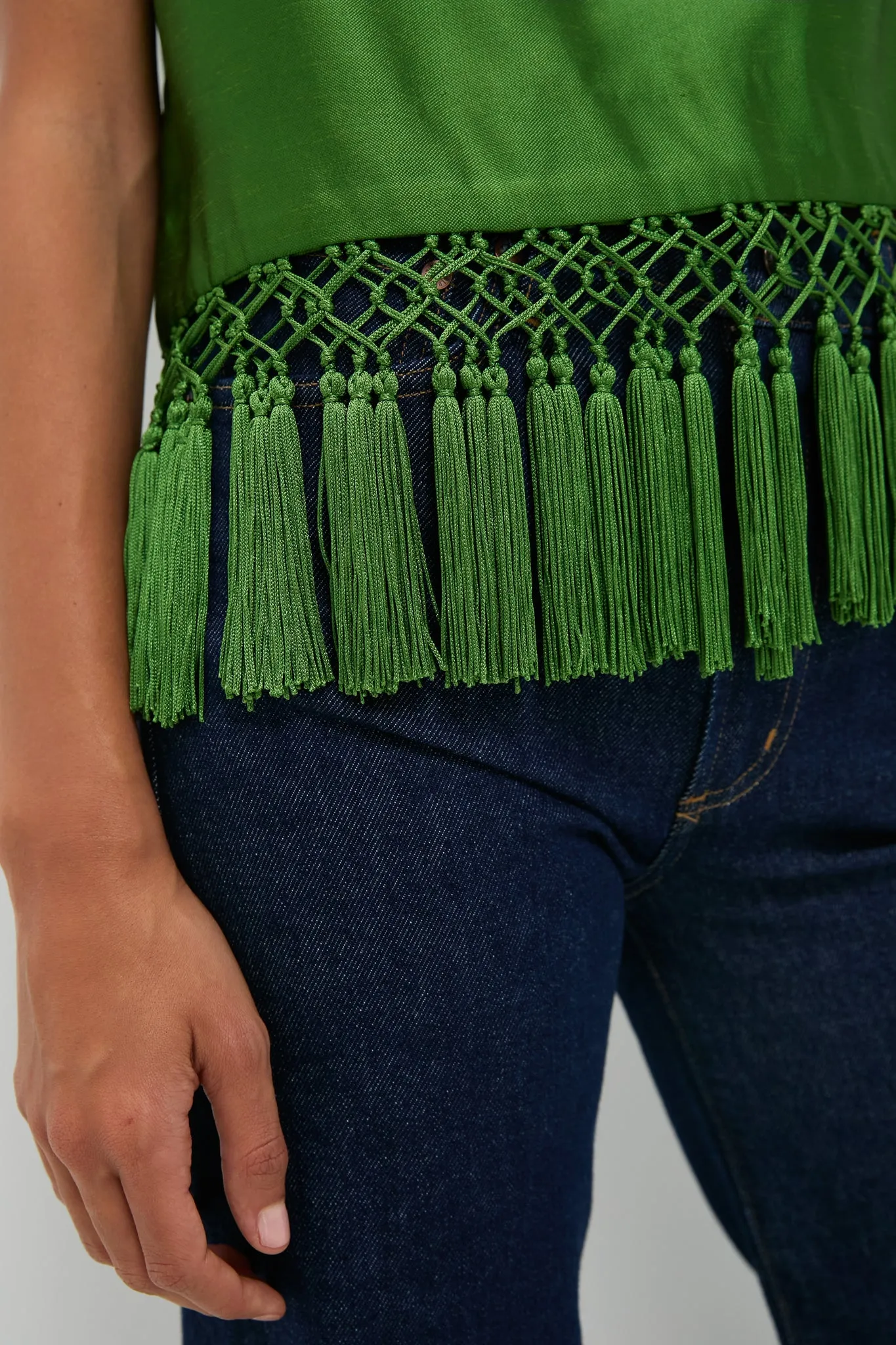 Green Dupioni Chadwick Tassel Top sold by Tuckernuck product image thumbnail 5