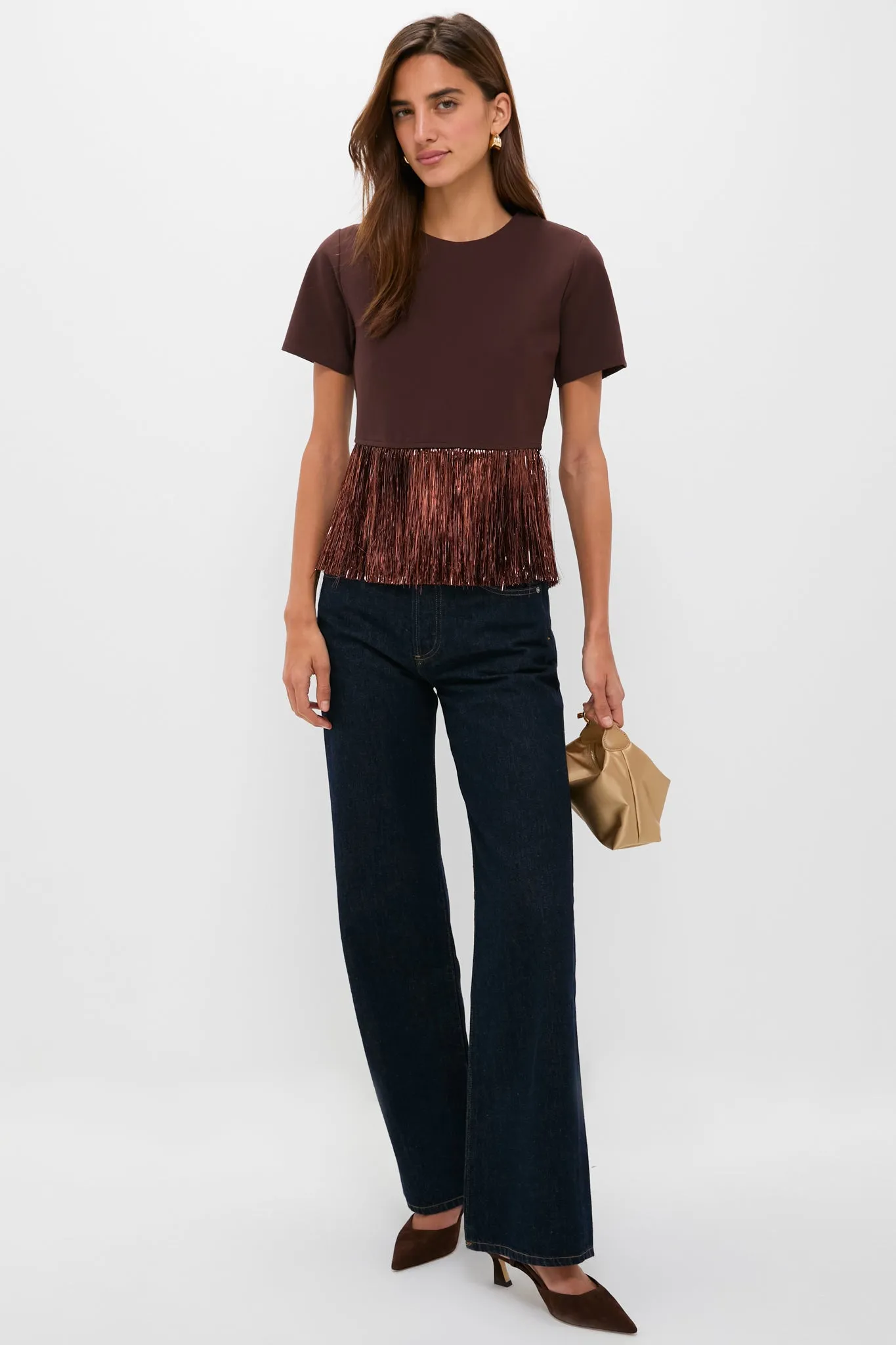 Bronze Metallic Fringe Francie Short Sleeve Blouse sold by Tuckernuck product image thumbnail 2