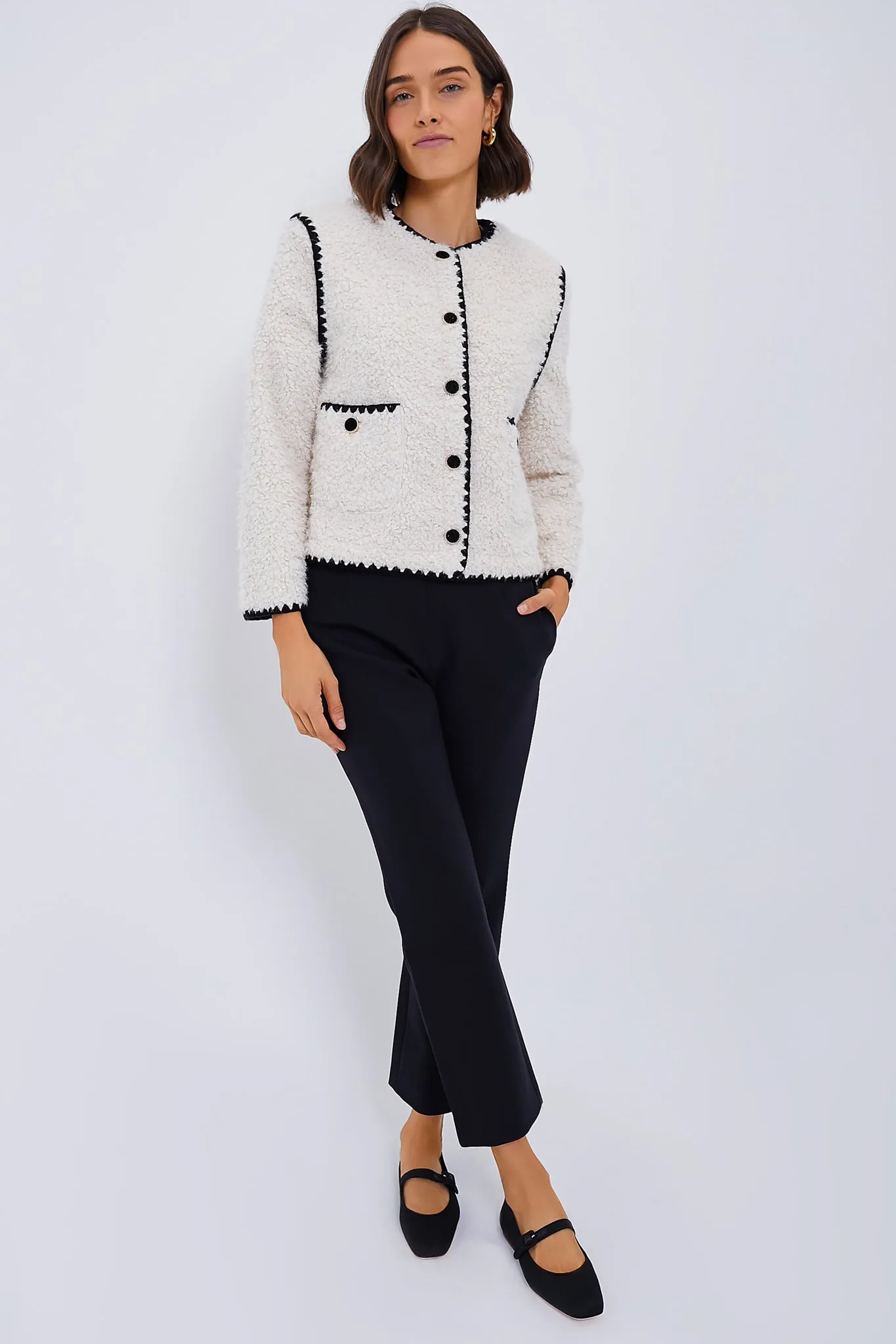 Cream & Black Trim Sherpa Audrey Jacket sold by Tuckernuck product image thumbnail 5