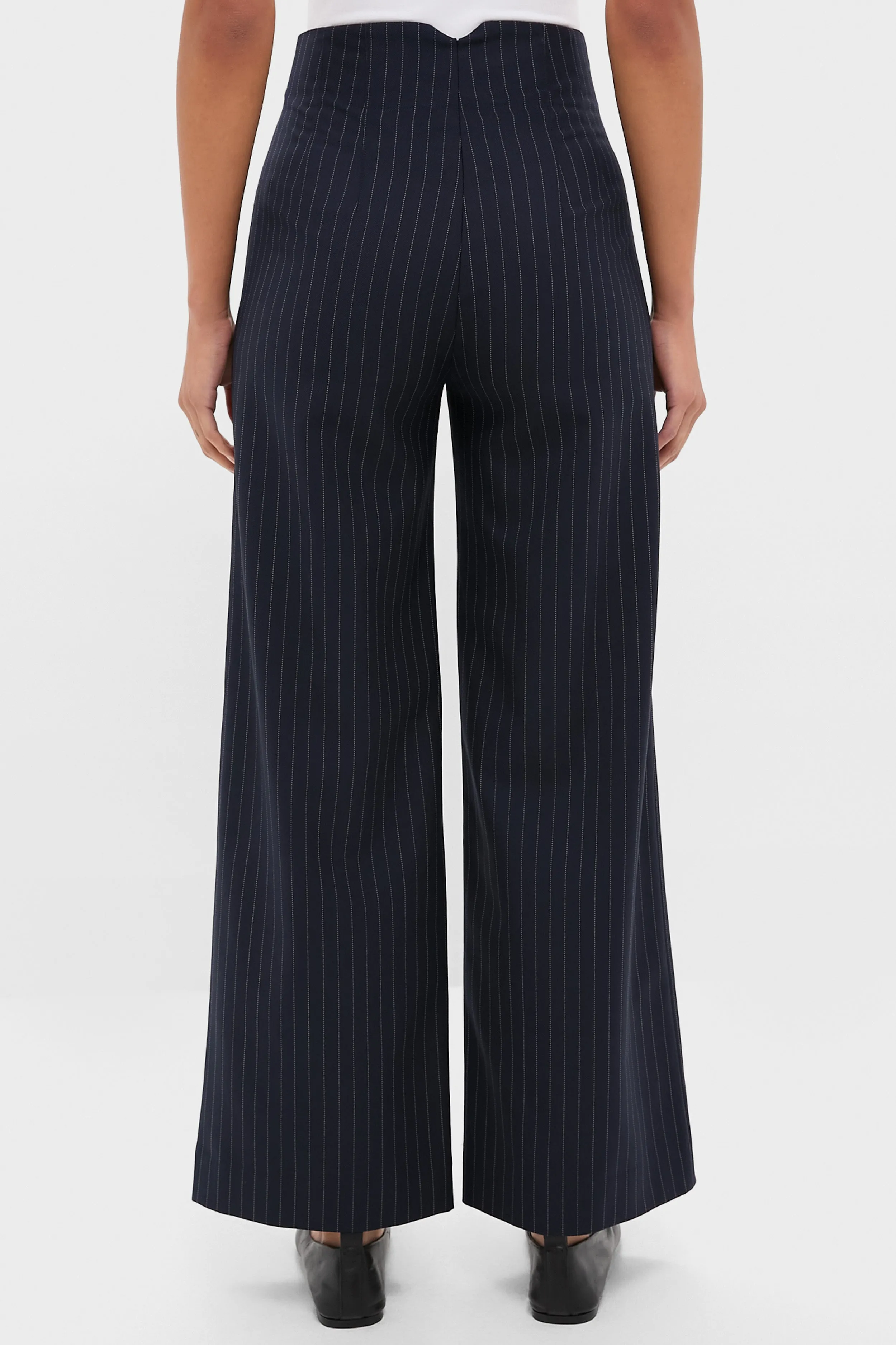Navy Pinstripe Darted Wideleg Trouser sold by Tuckernuck product image thumbnail 4