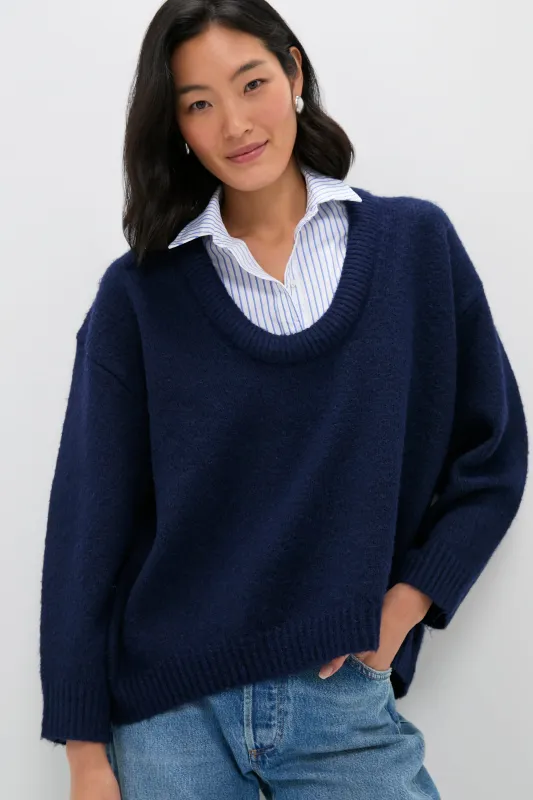 Navy Removable Collar Dickey Sweater sold by Tuckernuck