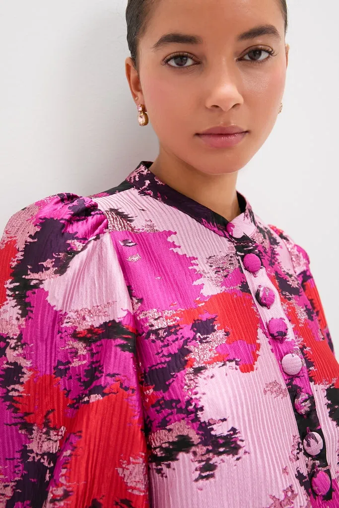 Pink and Red Lurex Abstract Jacquard Samantha Dress sold by Tuckernuck product image thumbnail 5