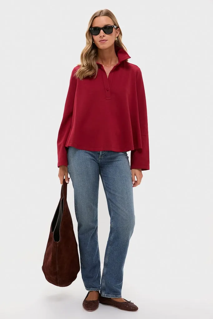 Red Carlyn Long Sleeve Polo sold by Tuckernuck product image thumbnail 2