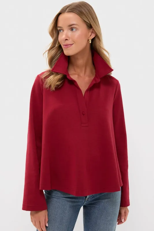 Red Carlyn Long Sleeve Polo made by Pomander Place