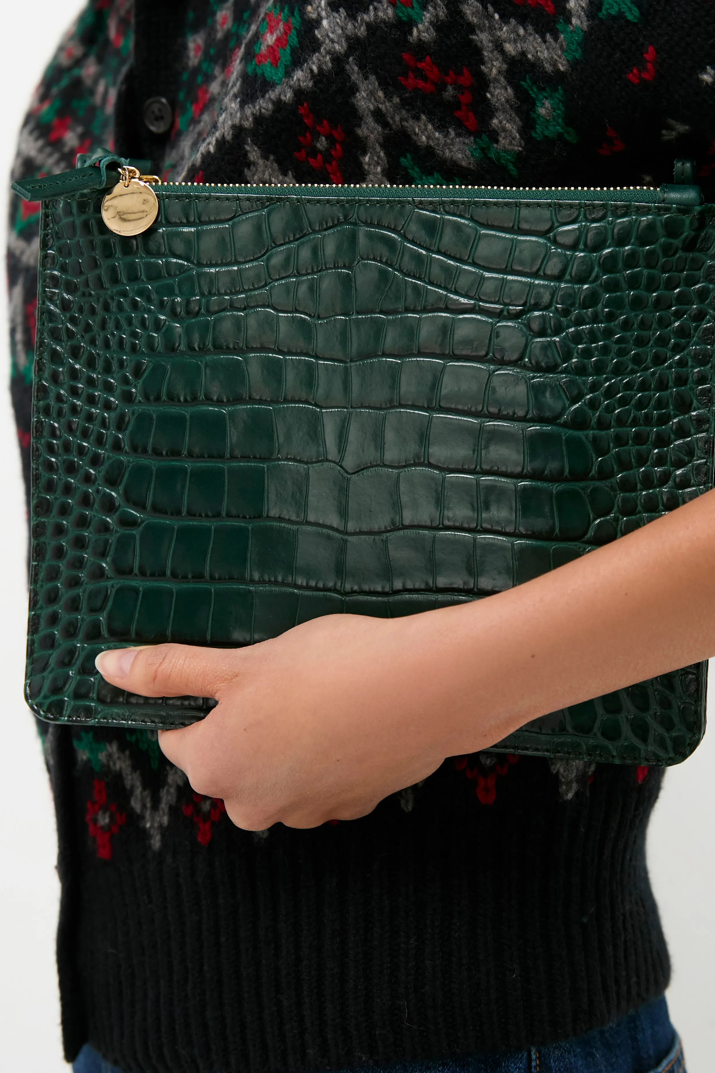 Deep Pine Embossed Croco Margot Double Sac Bretelle sold by Tuckernuck product image thumbnail 2