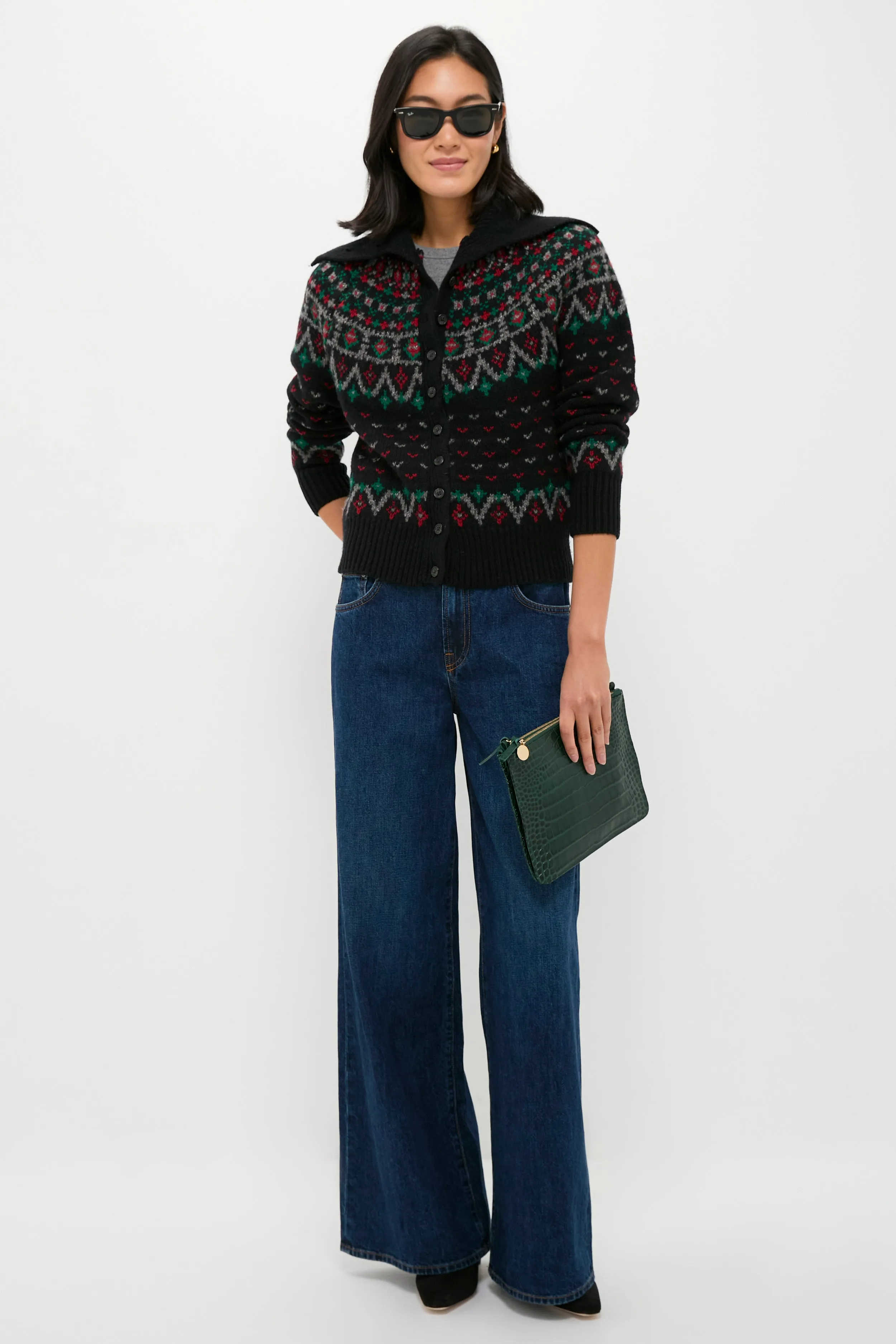 Deep Pine Embossed Croco Margot Double Sac Bretelle sold by Tuckernuck product image thumbnail 3