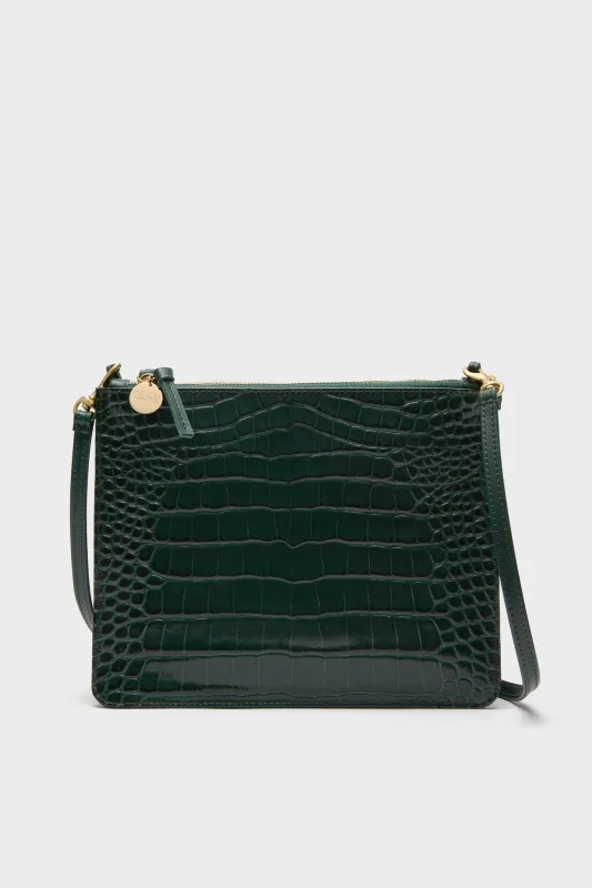 Deep Pine Embossed Croco Margot Double Sac Bretelle sold by Tuckernuck