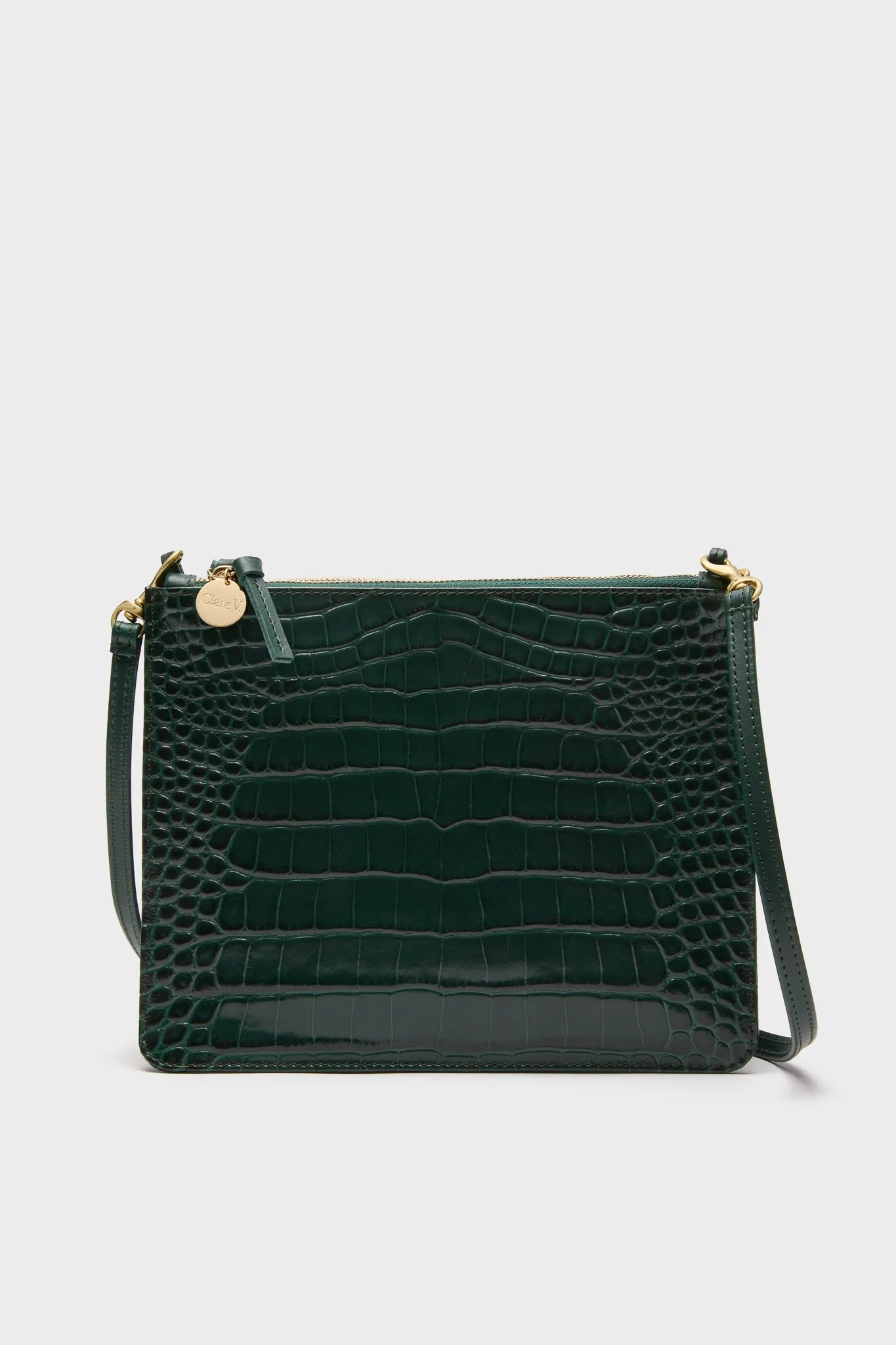 Deep Pine Embossed Croco Margot Double Sac Bretelle sold by Tuckernuck