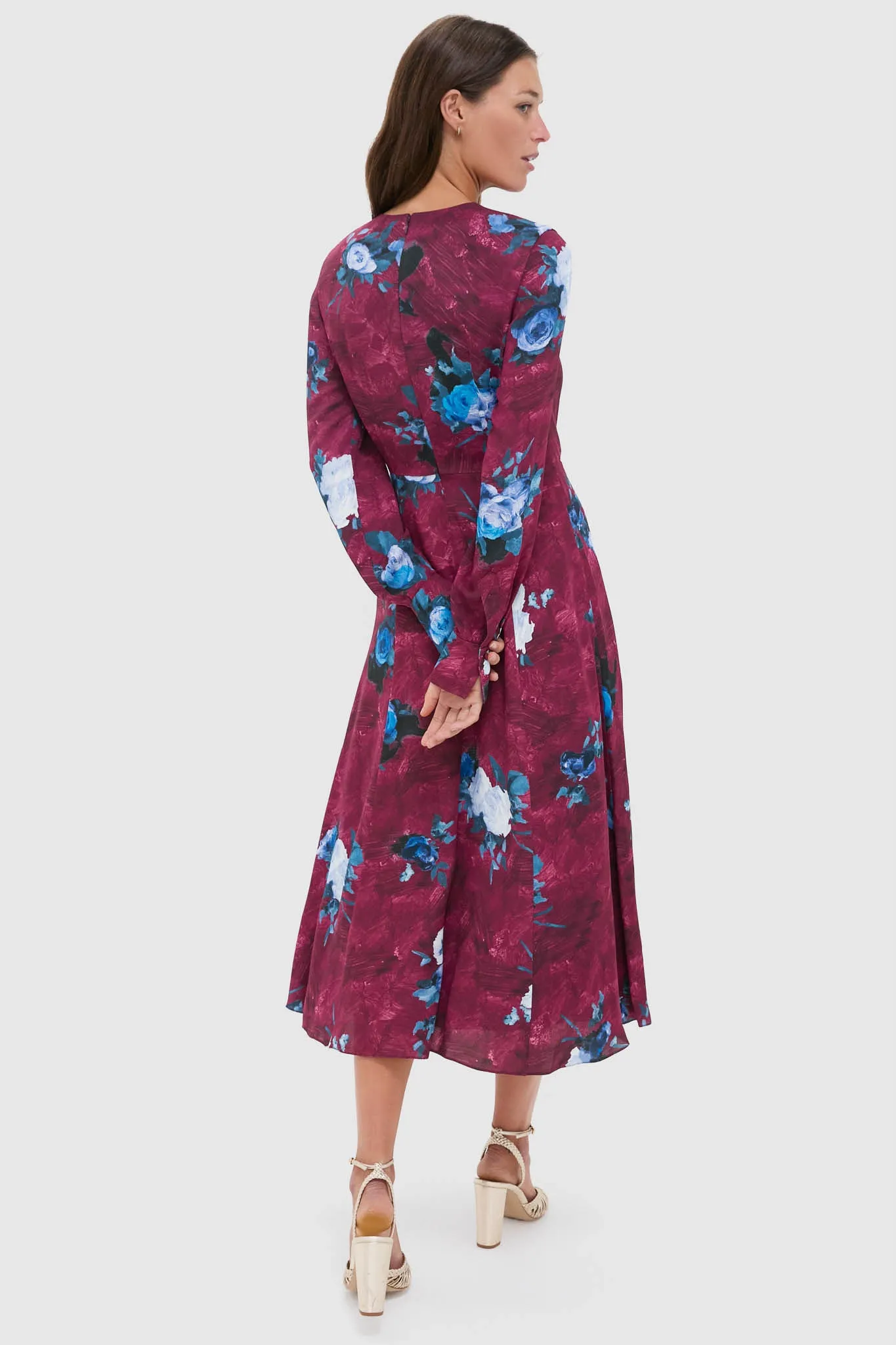 Abstract Rose Milberry Red Long Sleeve Midi Dress sold by Tuckernuck product image thumbnail 4