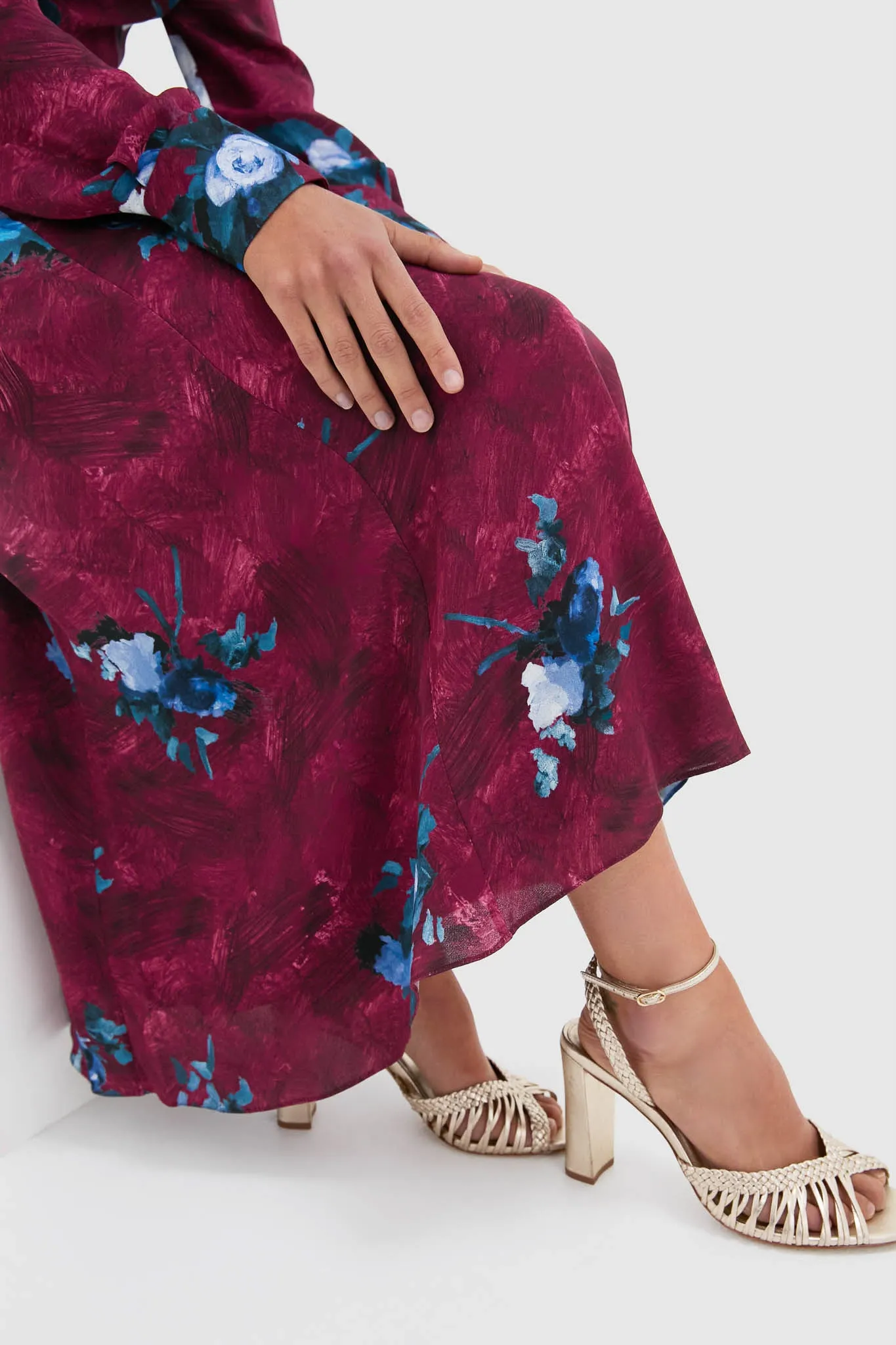 Abstract Rose Milberry Red Long Sleeve Midi Dress sold by Tuckernuck product image thumbnail 5