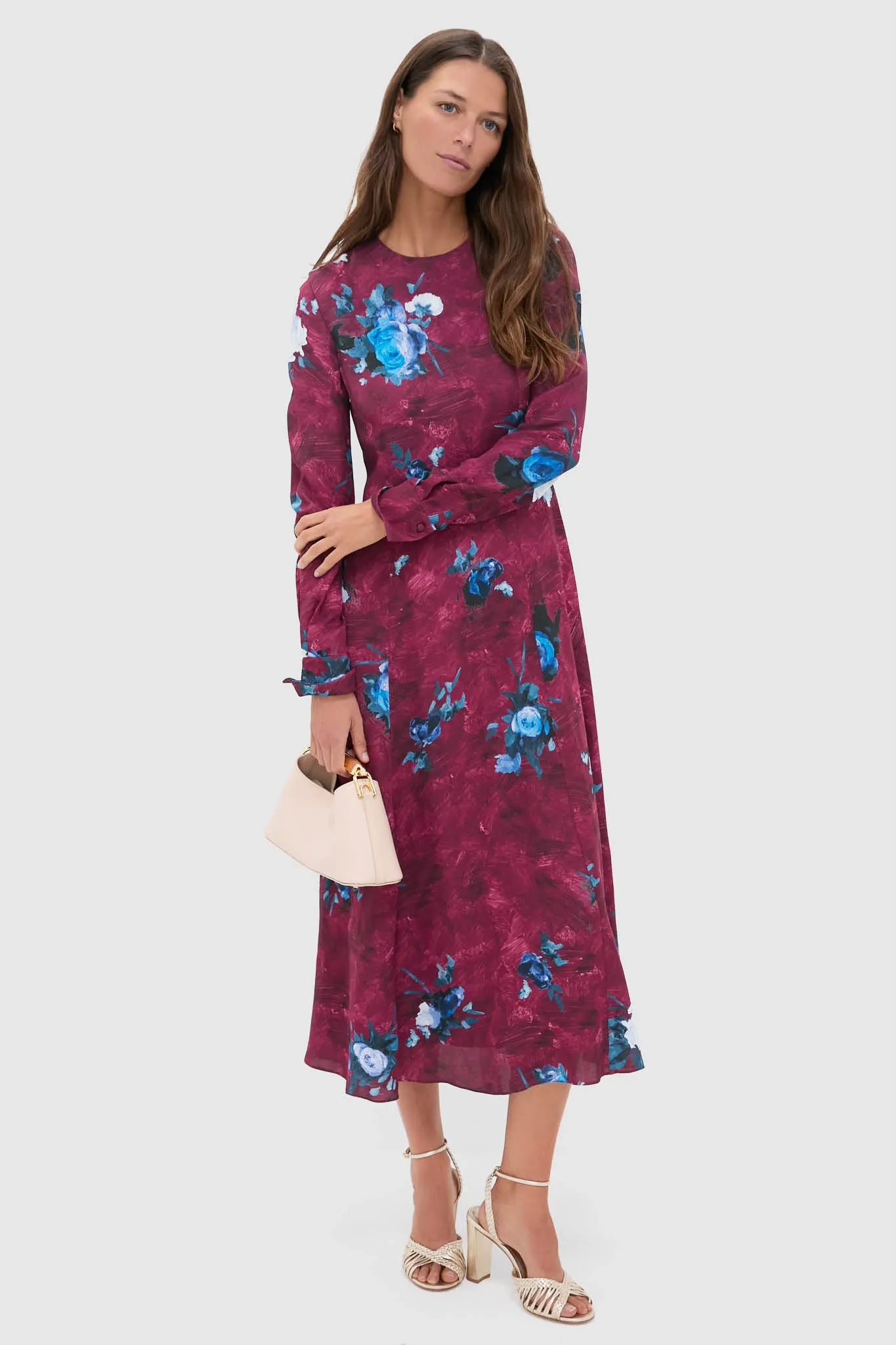 Abstract Rose Milberry Red Long Sleeve Midi Dress sold by Tuckernuck product image thumbnail 2