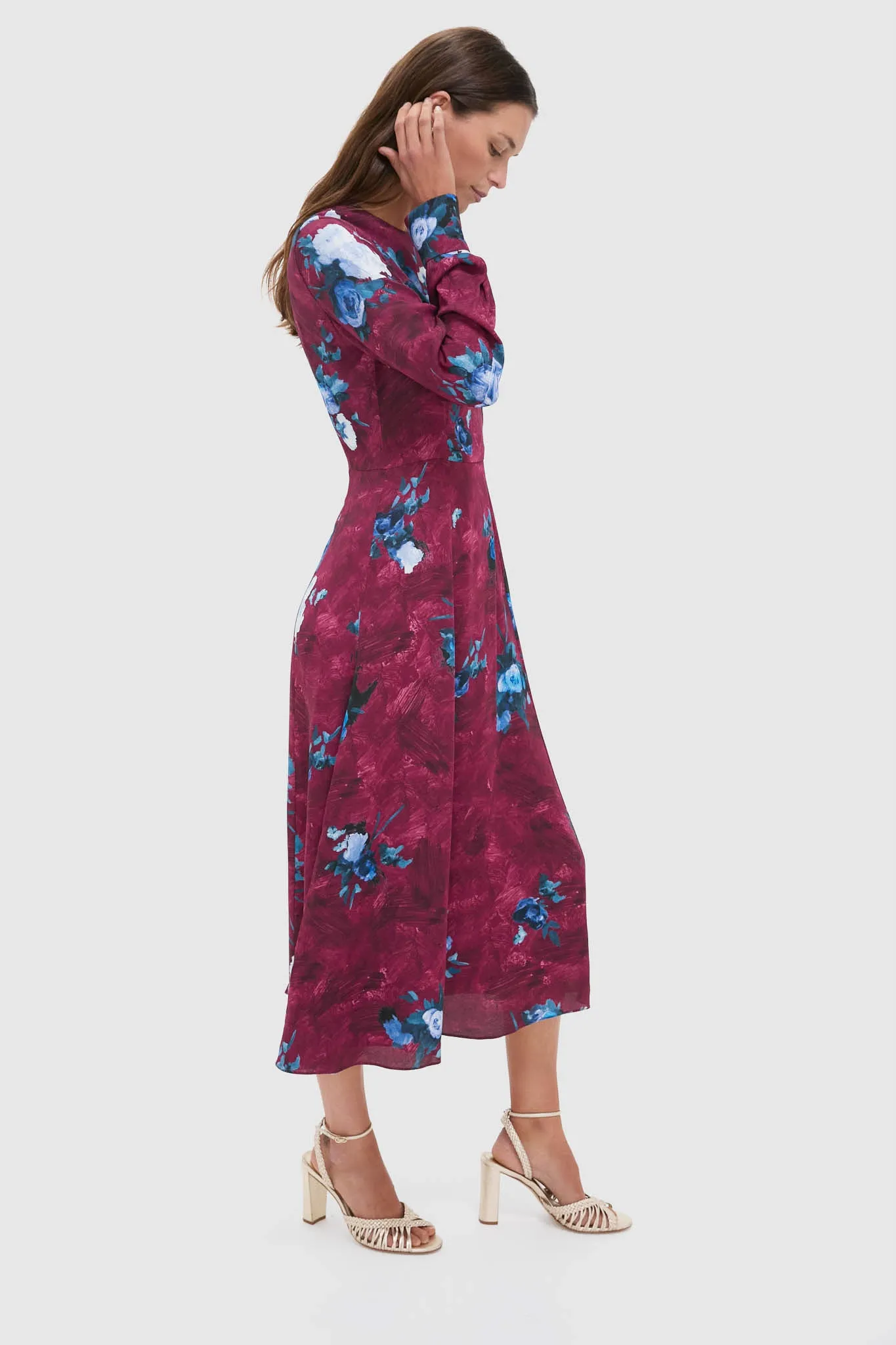 Abstract Rose Milberry Red Long Sleeve Midi Dress sold by Tuckernuck product image thumbnail 3