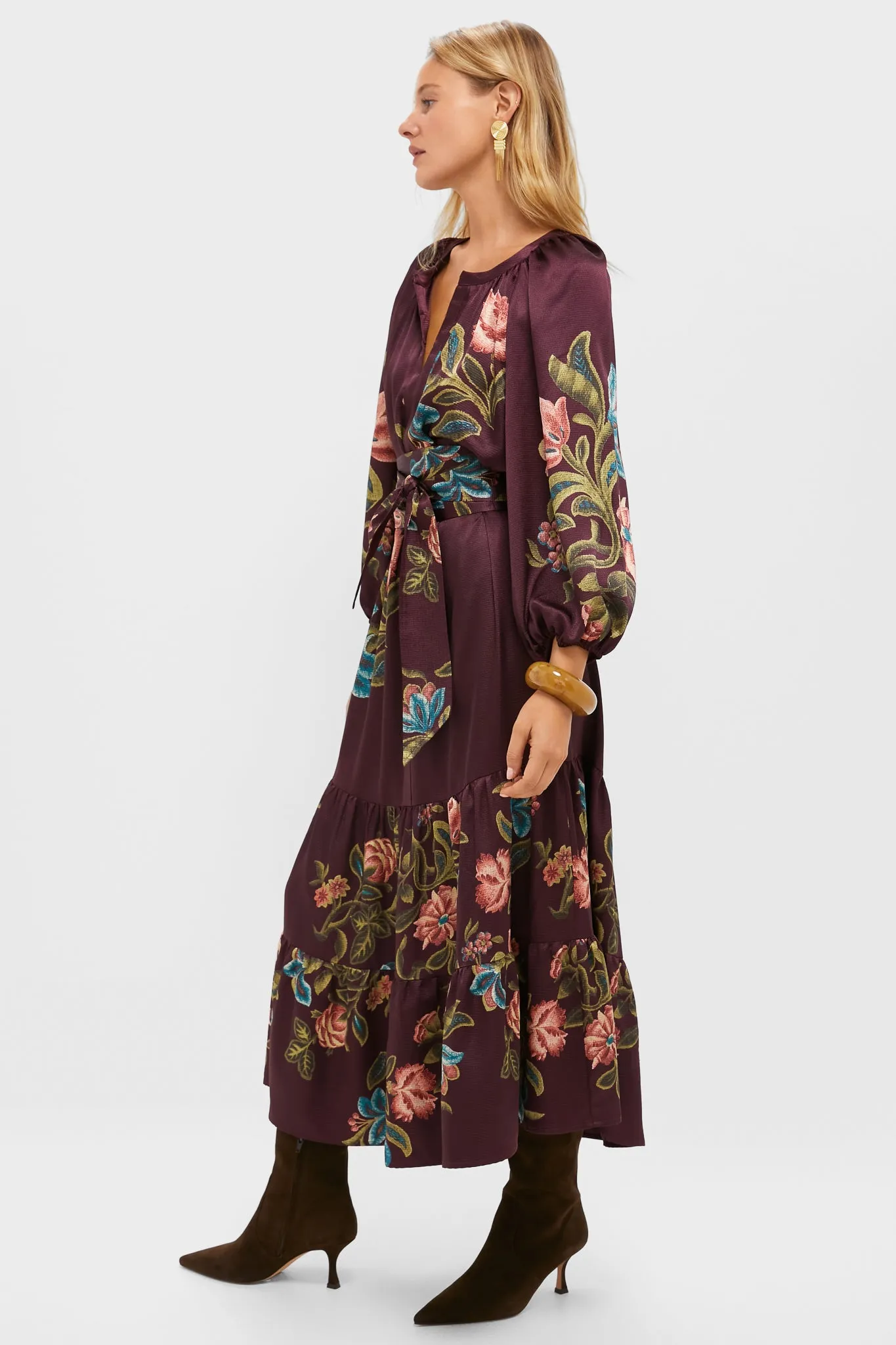 Winetasting Dianthus Jacquard Lyles Dress sold by Tuckernuck product image thumbnail 3