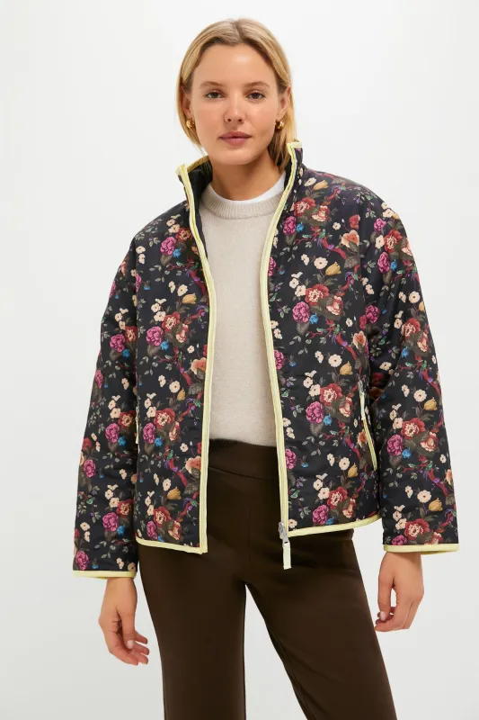 Reversible Black and Baroque Floral Quilted Mallory Jacket sold by Tuckernuck