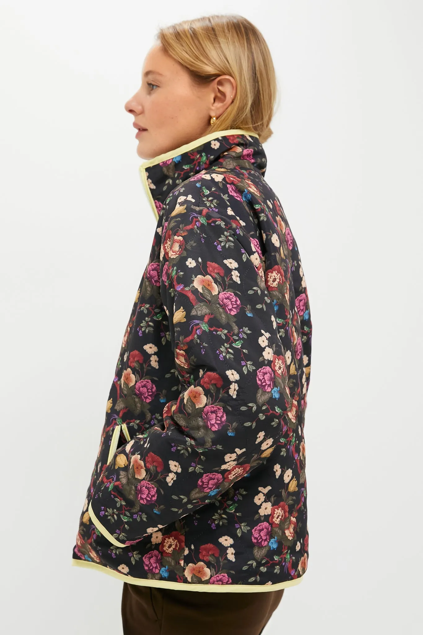 Reversible Black and Baroque Floral Quilted Mallory Jacket sold by Tuckernuck product image thumbnail 4