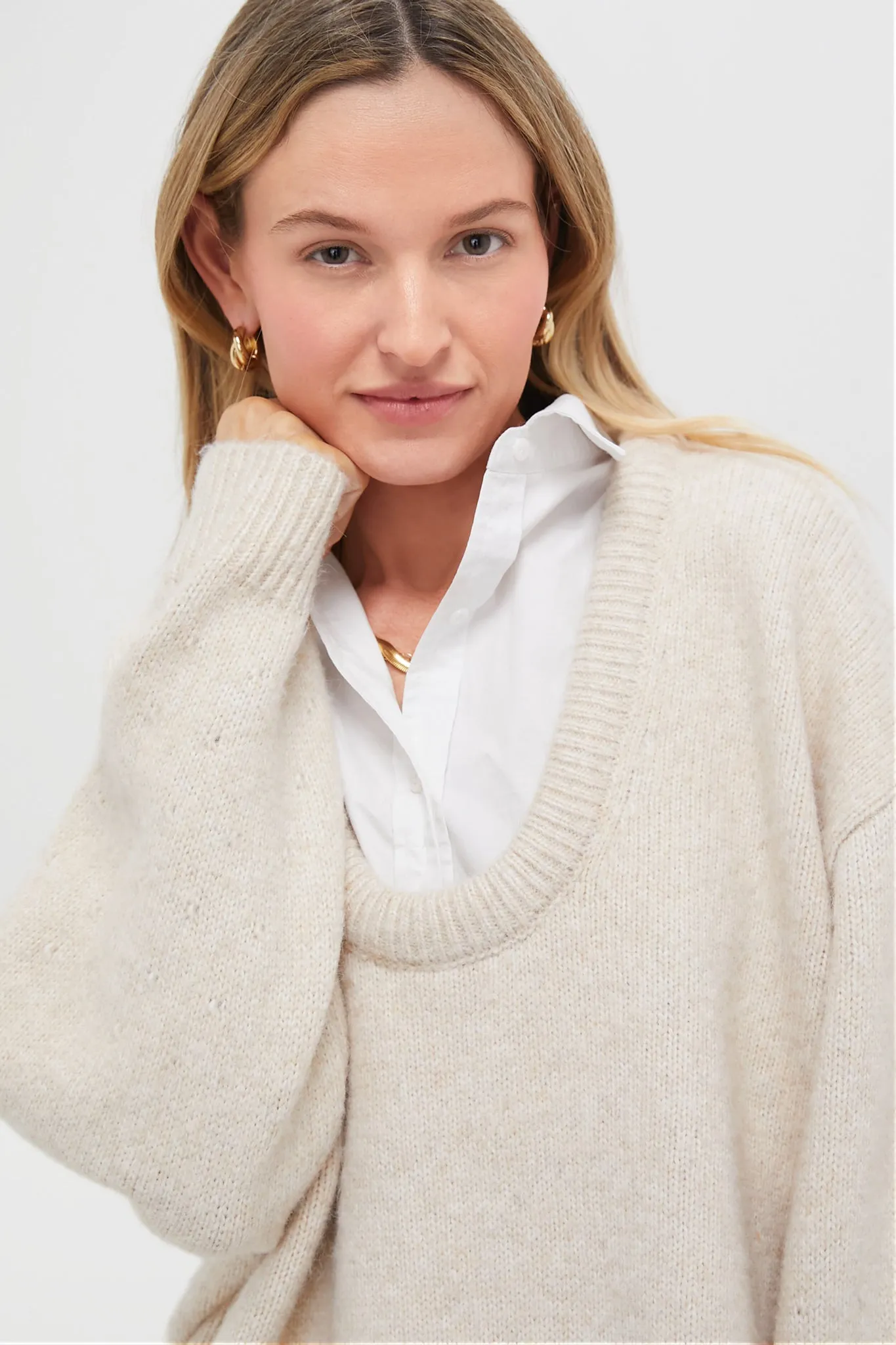 Oatmeal Removable Collar Dickey Sweater sold by Tuckernuck product image thumbnail 5