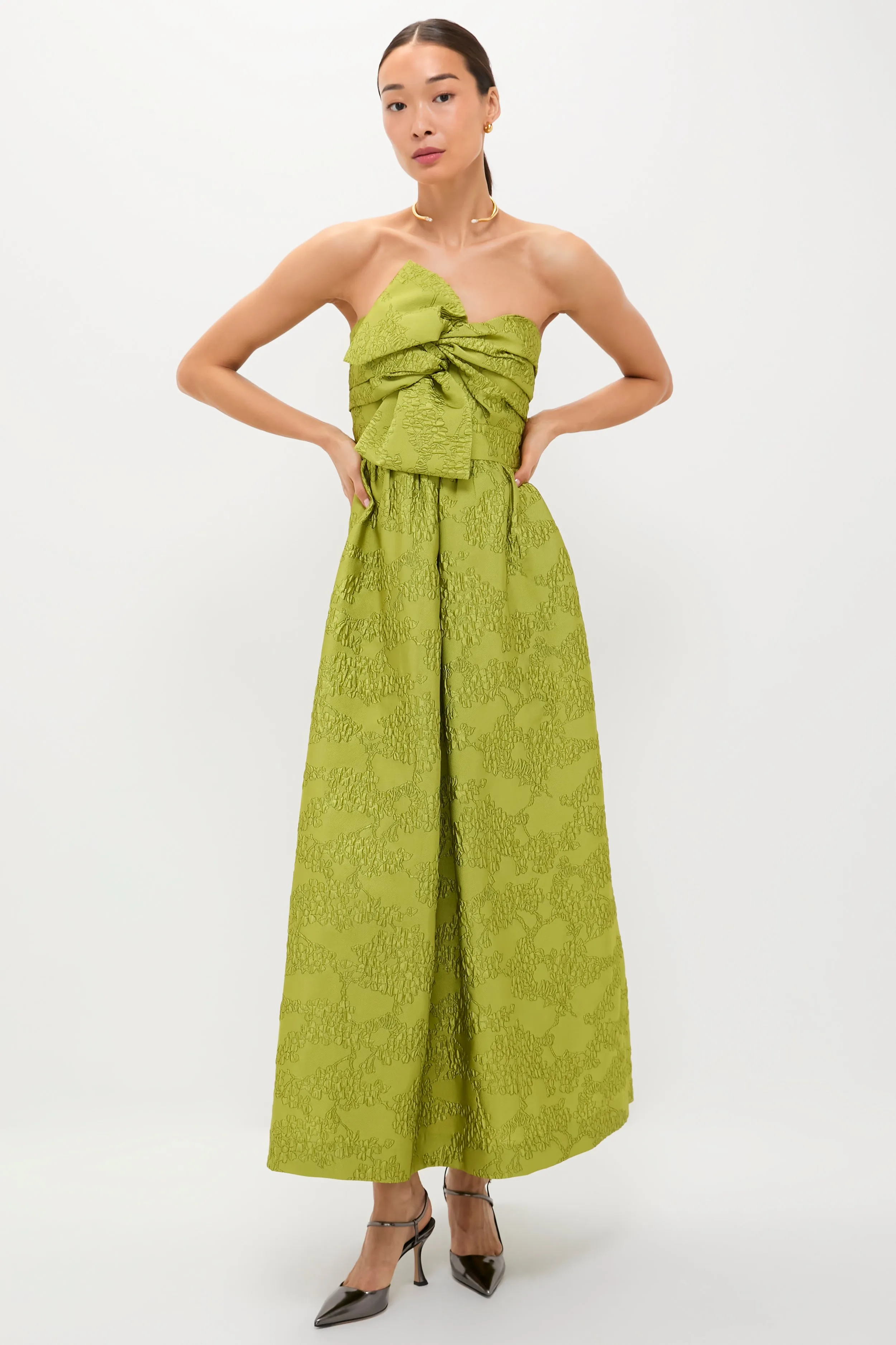 Brocade Metallic Strapless Kathleen Gown sold by Tuckernuck