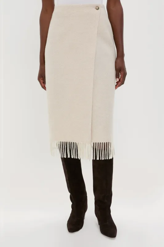 Cream Herringbone Midi Pencil Skirt sold by Tuckernuck