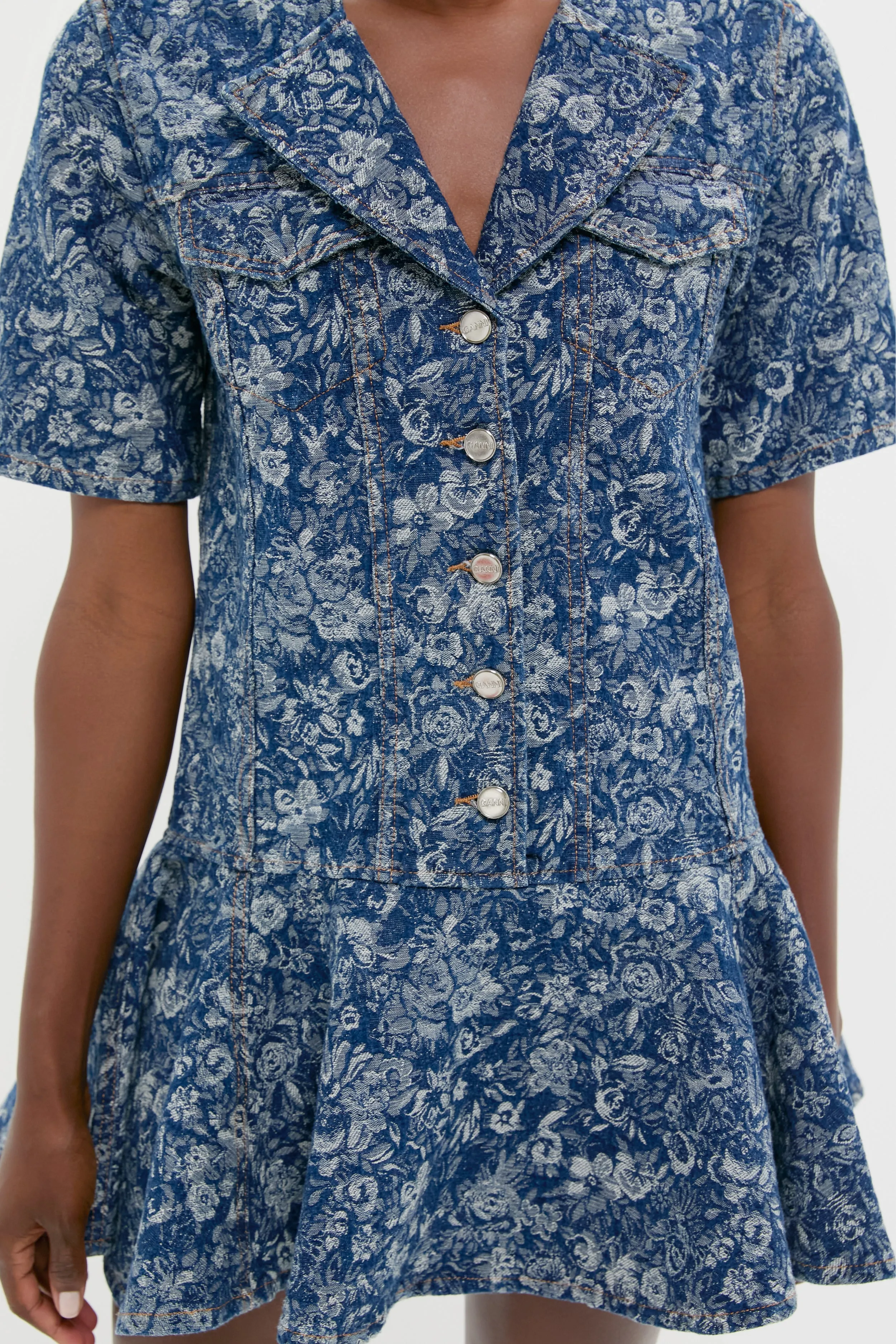 Mid Blue Stone Tapestry Denim Mini Dress sold by Tuckernuck product image thumbnail 5