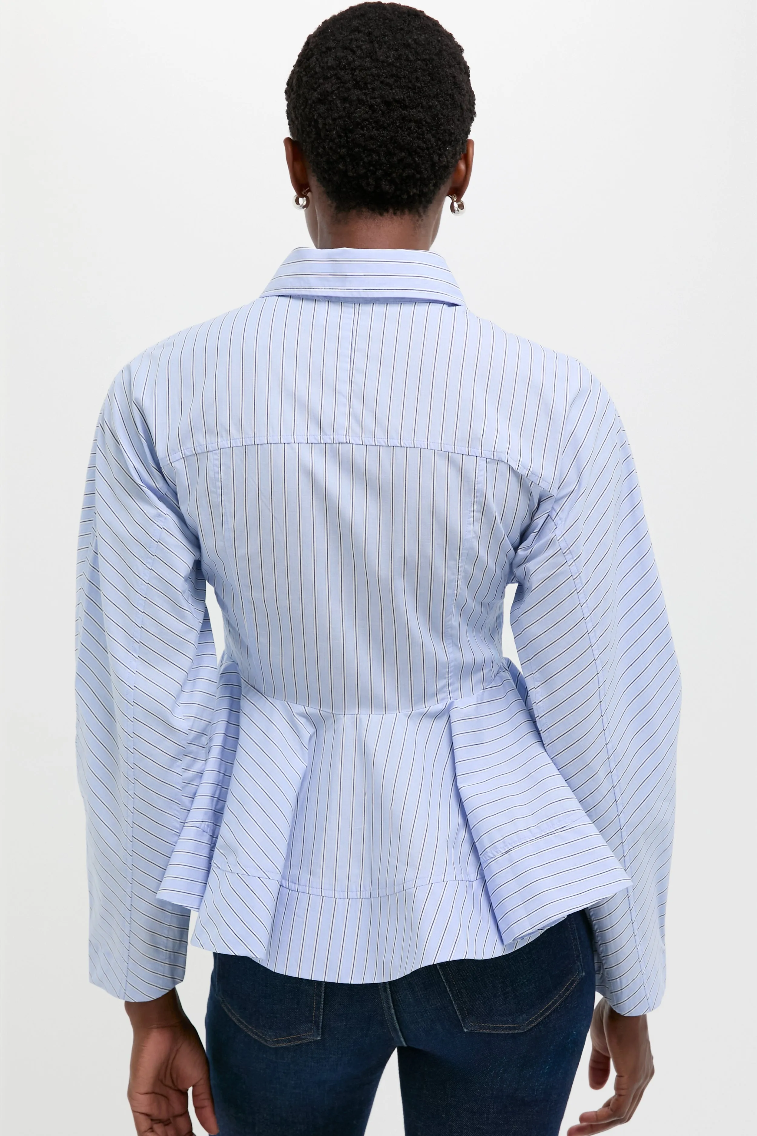 Lavender Lustre Stripe Cotton Peplum Shirt sold by Tuckernuck product image thumbnail 4