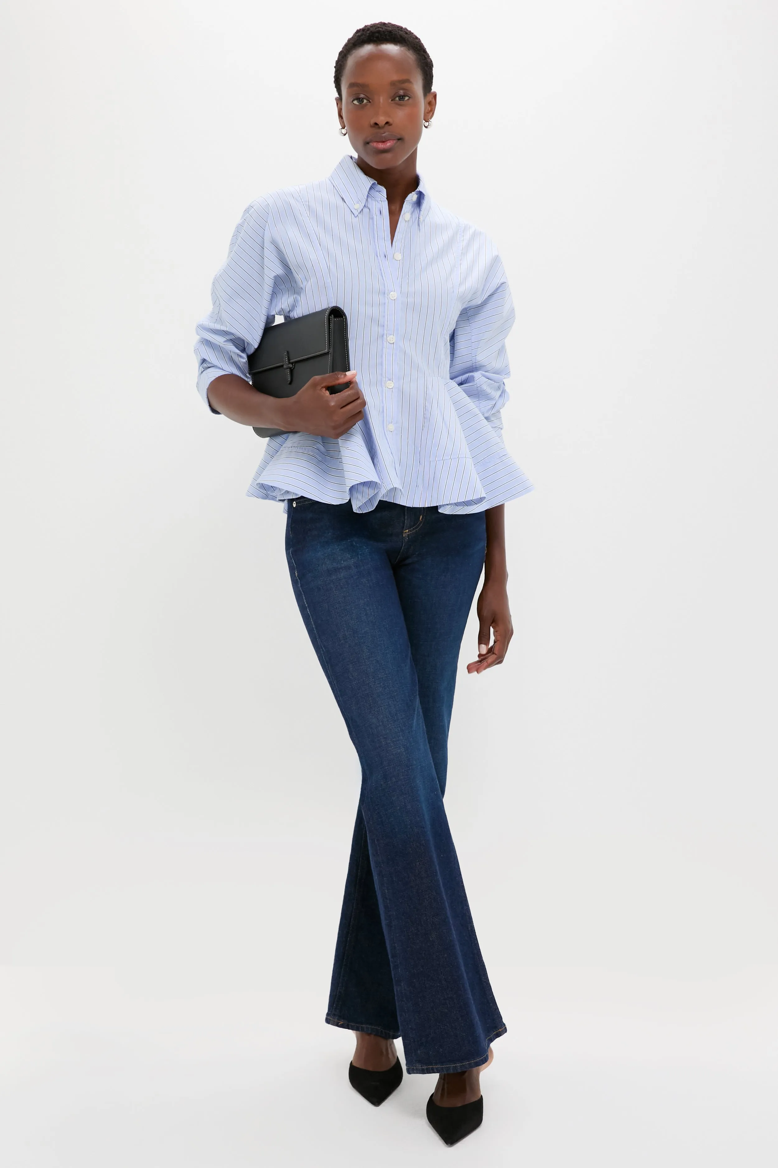 Lavender Lustre Stripe Cotton Peplum Shirt sold by Tuckernuck product image thumbnail 2