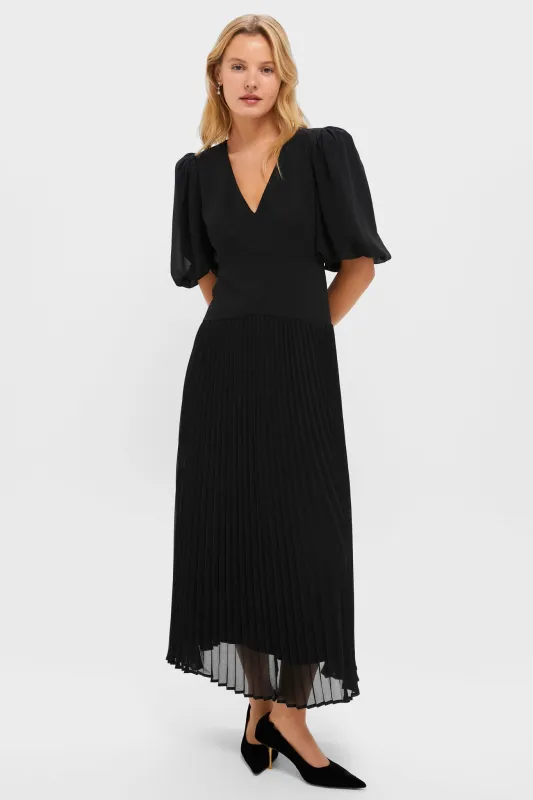 Black Drapey Twill Raquel Dress sold by Tuckernuck