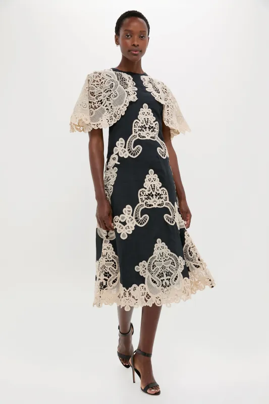 Black Medina Lace Midi Dress made by Sea New York