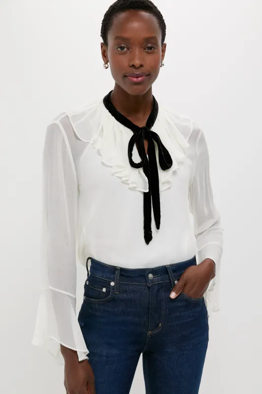 Trophy Cream Long Sleeve Collared Blouse sold by Tuckernuck