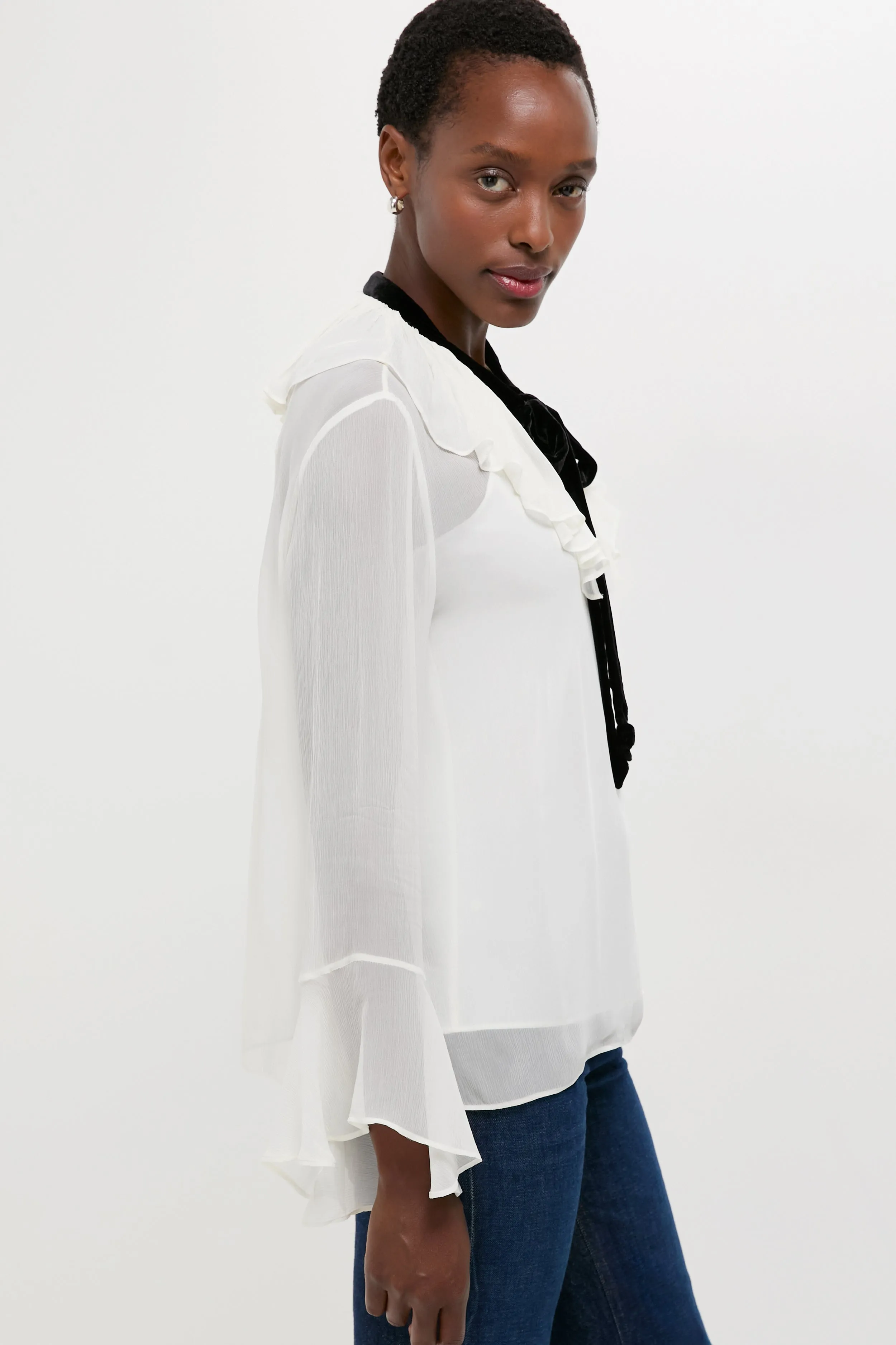 Trophy Cream Long Sleeve Collared Blouse sold by Tuckernuck product image thumbnail 3