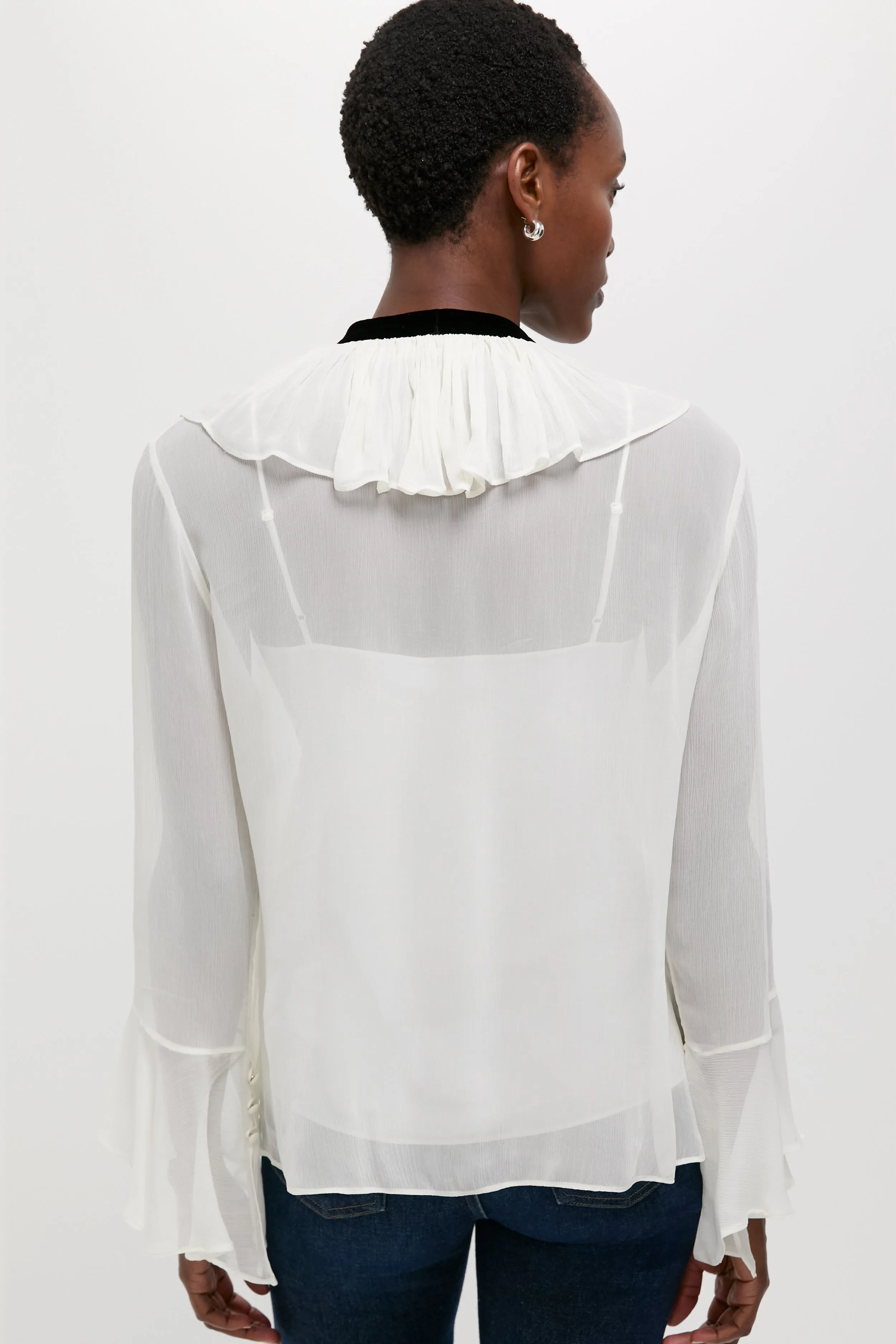 Trophy Cream Long Sleeve Collared Blouse sold by Tuckernuck product image thumbnail 4