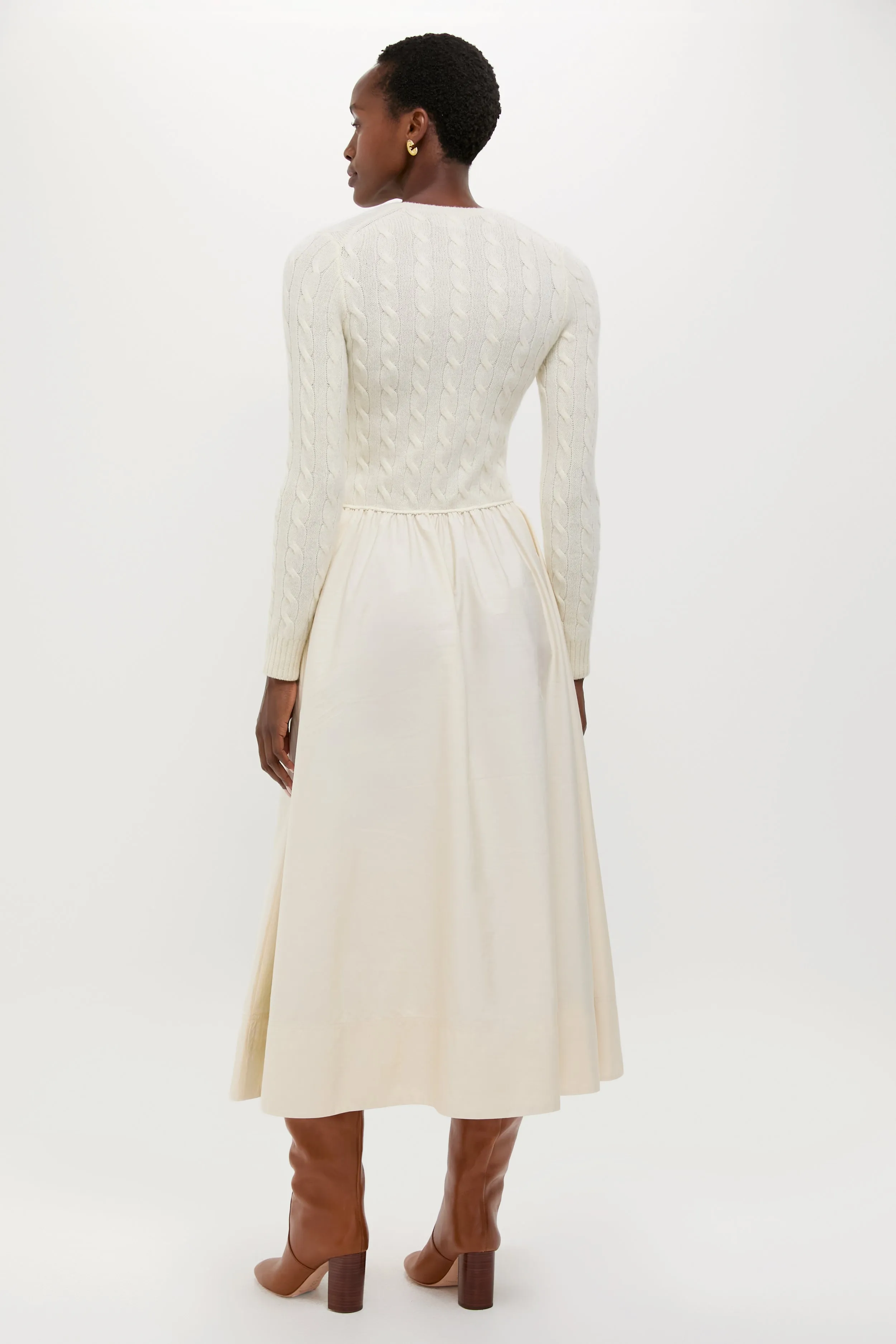 Authentic Cream Crewneck Long Sleeve Fit and Flare Dress sold by Tuckernuck product image thumbnail 4