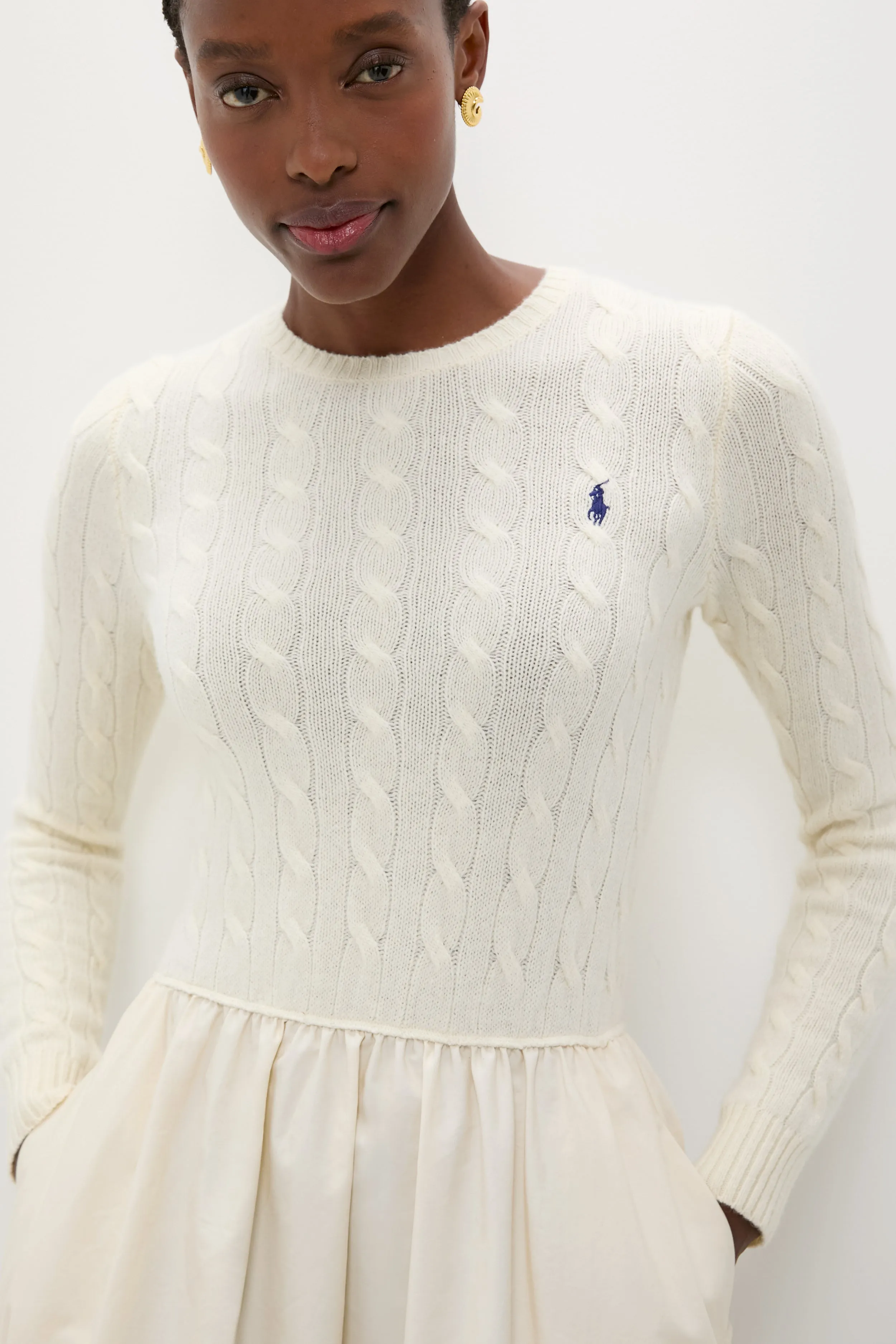 Authentic Cream Crewneck Long Sleeve Fit and Flare Dress sold by Tuckernuck product image thumbnail 5