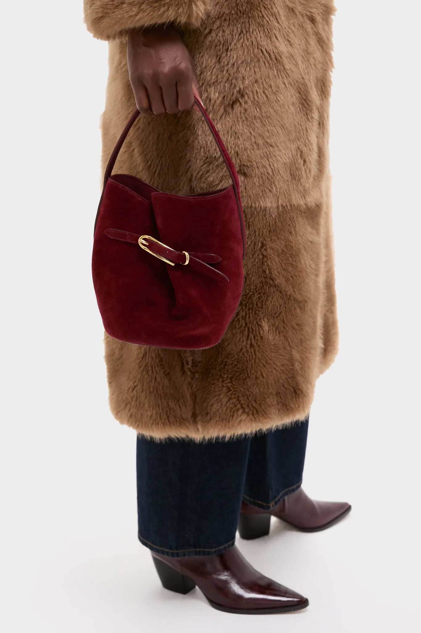 Maroon Suede Mini Belted Bucket Bag sold by Tuckernuck product image thumbnail 2