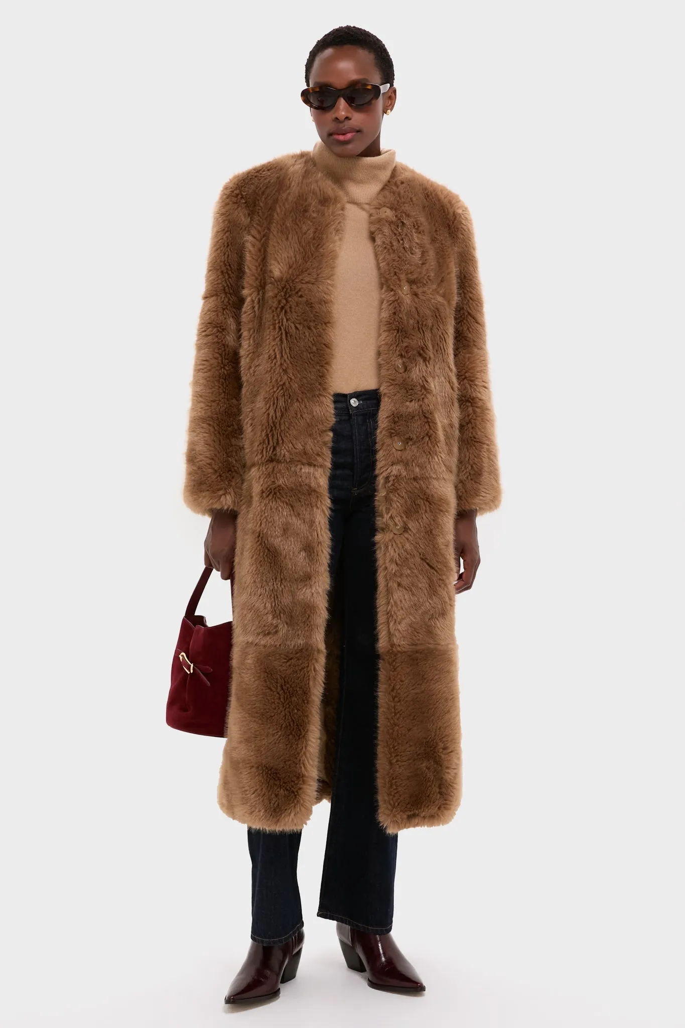 Maroon Suede Mini Belted Bucket Bag sold by Tuckernuck product image thumbnail 3