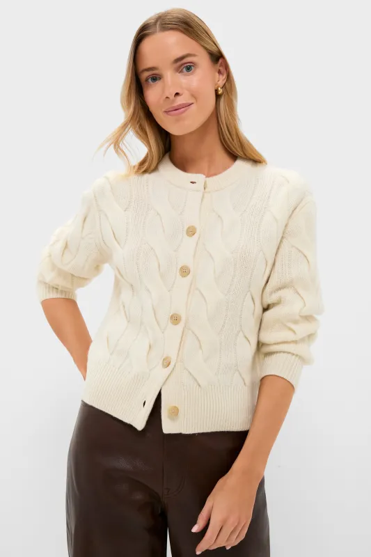 Authentic Cream Crewneck Cardigan sold by Tuckernuck