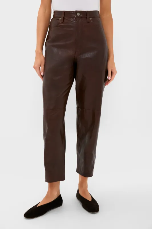 Mahogany Lux Lambskin Leather Ankle Pants sold by Tuckernuck