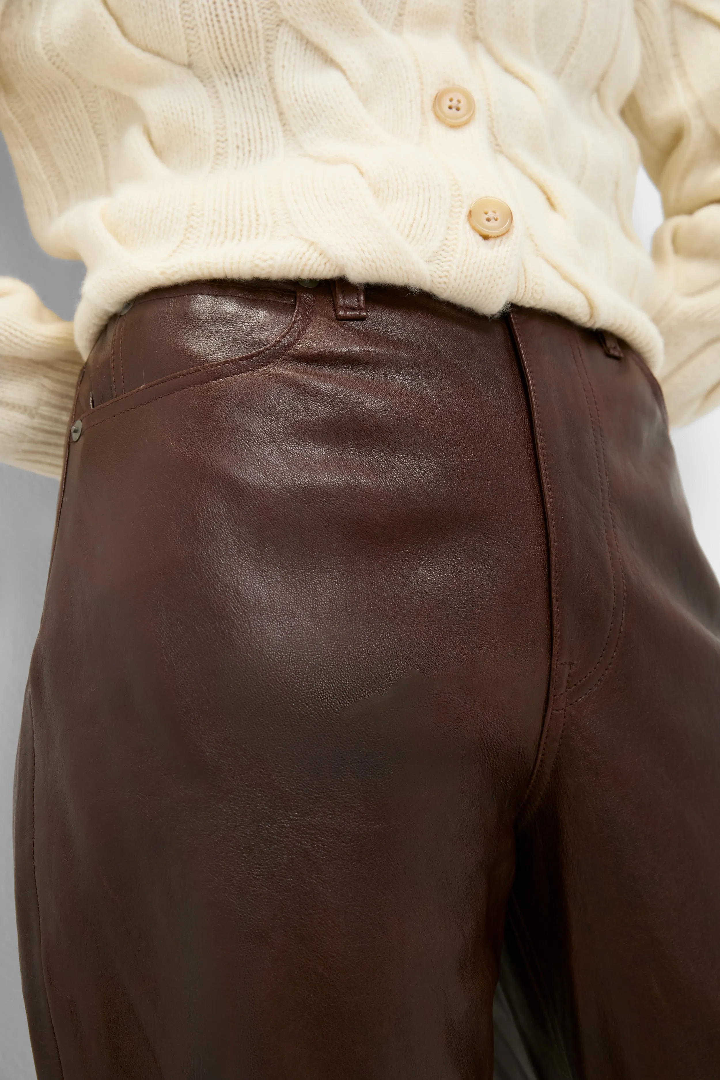 Mahogany Lux Lambskin Leather Ankle Pants sold by Tuckernuck product image thumbnail 5