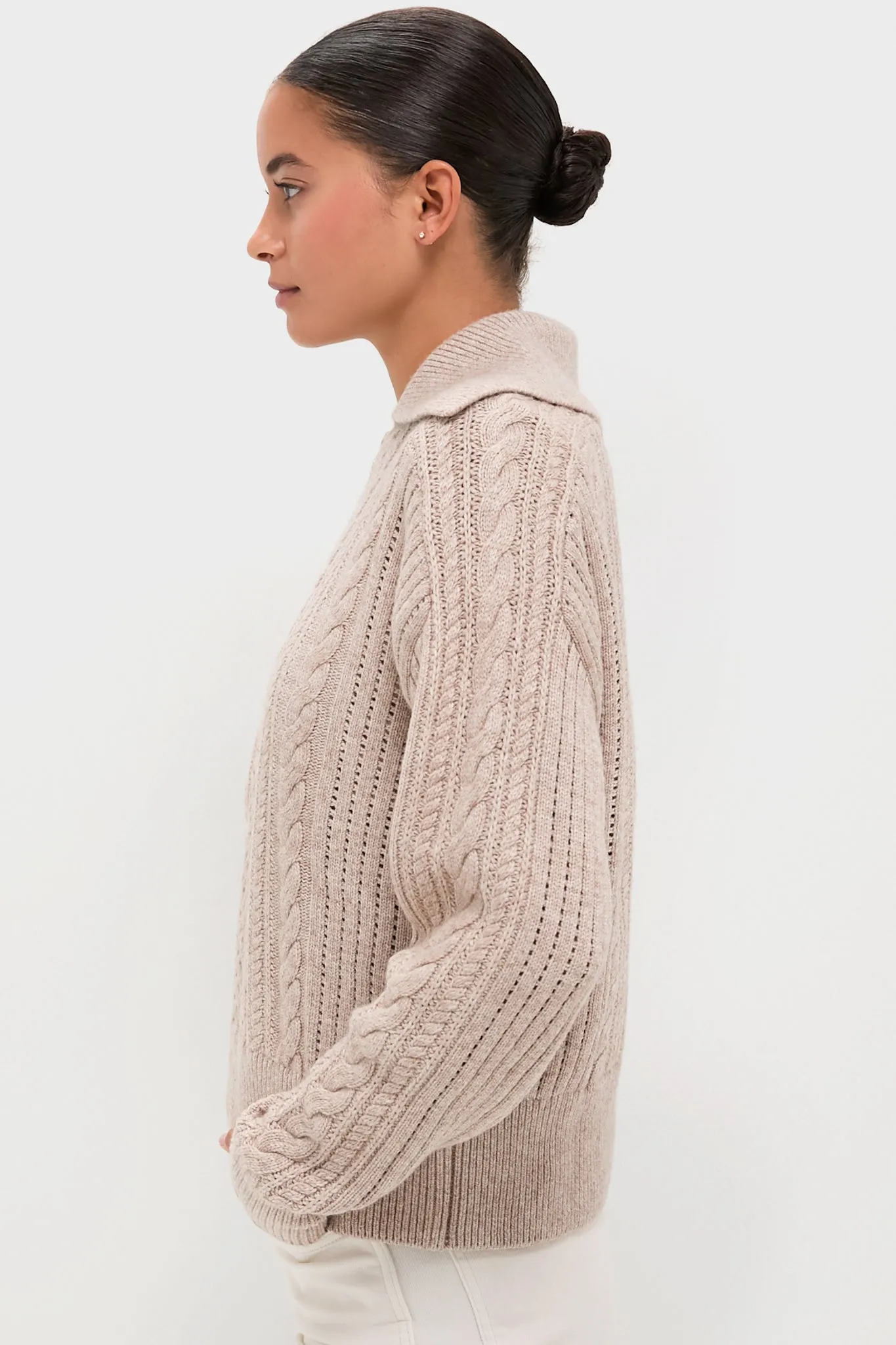 Parchment Camello Relaxed Cable Half Zip sold by Tuckernuck product image thumbnail 3