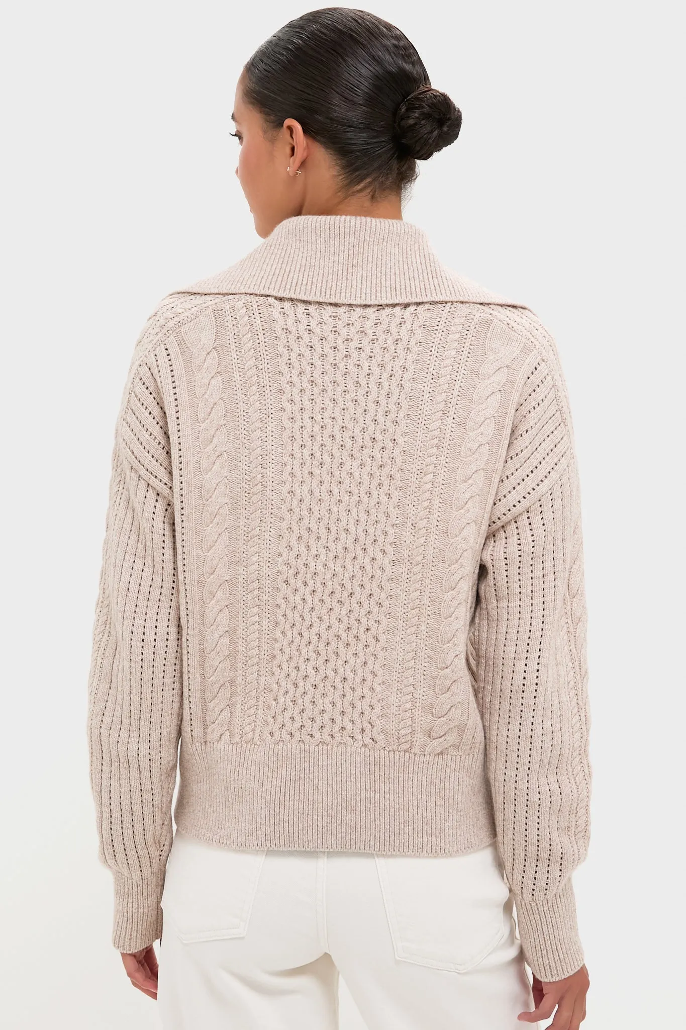 Parchment Camello Relaxed Cable Half Zip sold by Tuckernuck product image thumbnail 4