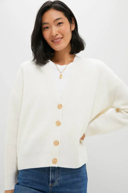 Ivory Cropped Cashmere Cocoon Cardigan sold by Tuckernuck