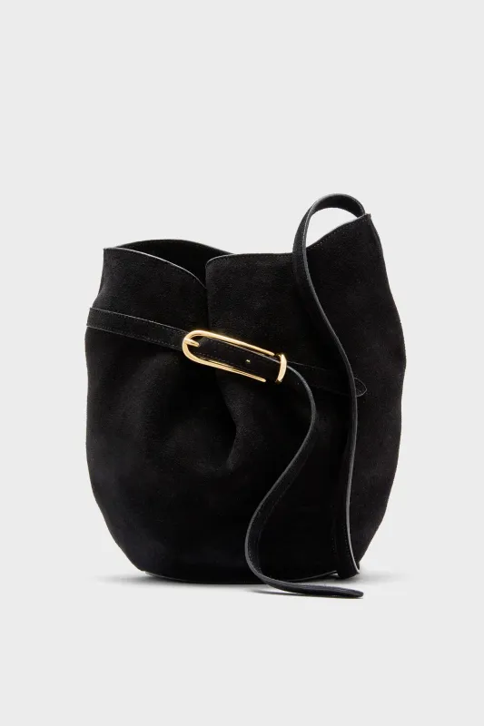Black Suede Belted Bucket Bag sold by Tuckernuck
